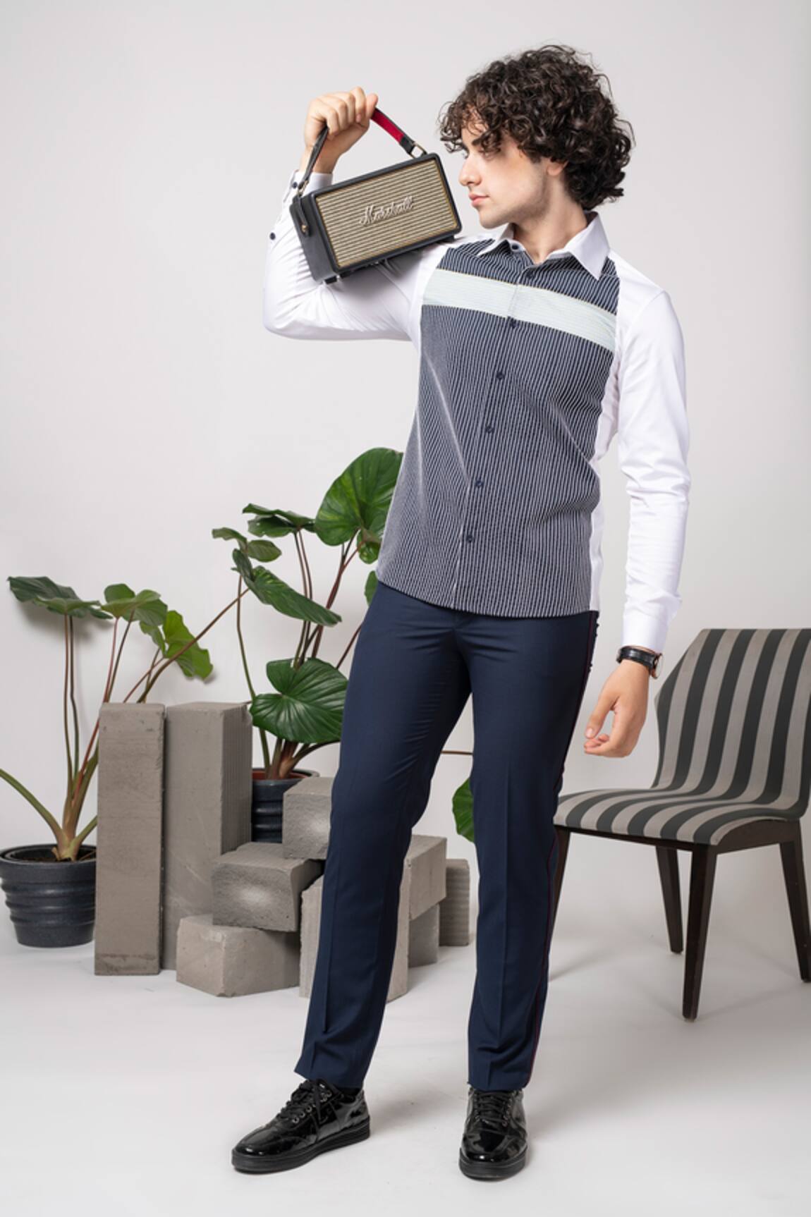 Abkasa Clipper Color Blocked Cotton Shirt