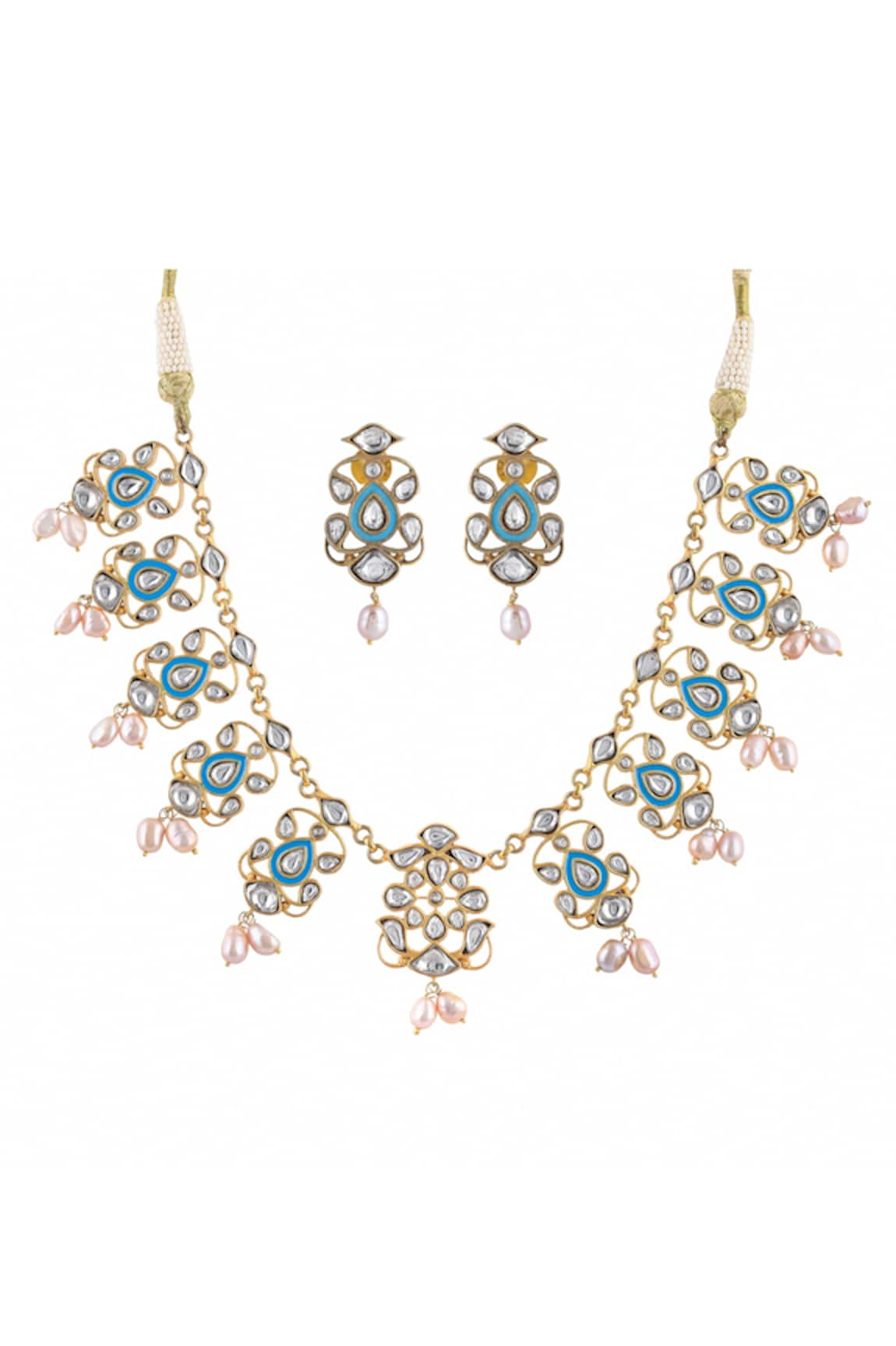 Ajooni Jewels Devi Enamelled Kundan Embellished Necklace Set