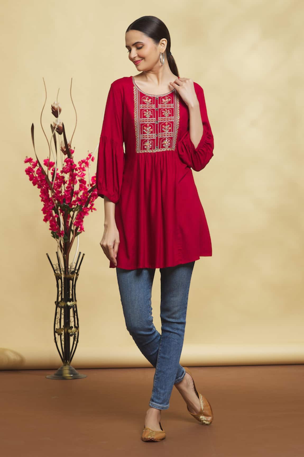 Aryavir Malhotra Floral Bouquet Embroidered Tunic
