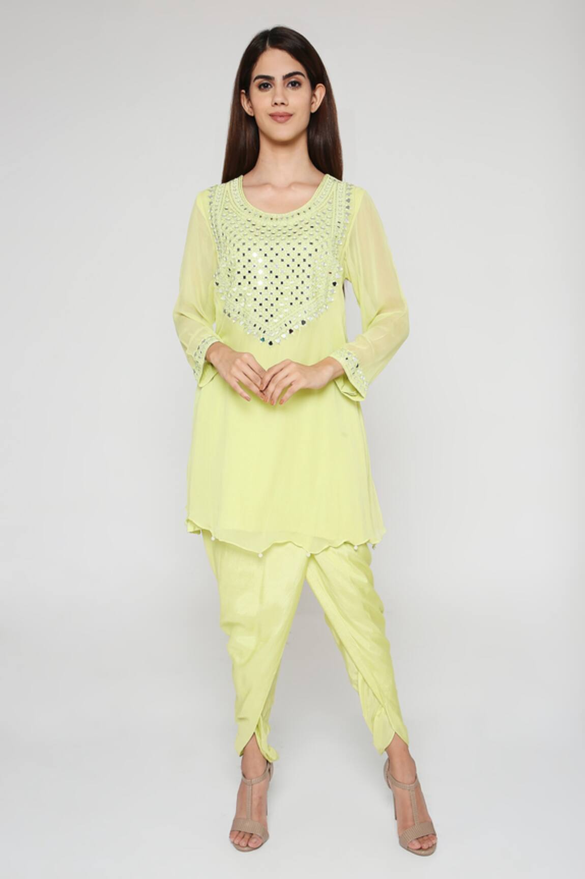 Bha Sha Zeba Embroidered Tunic & Dhoti Pant Set