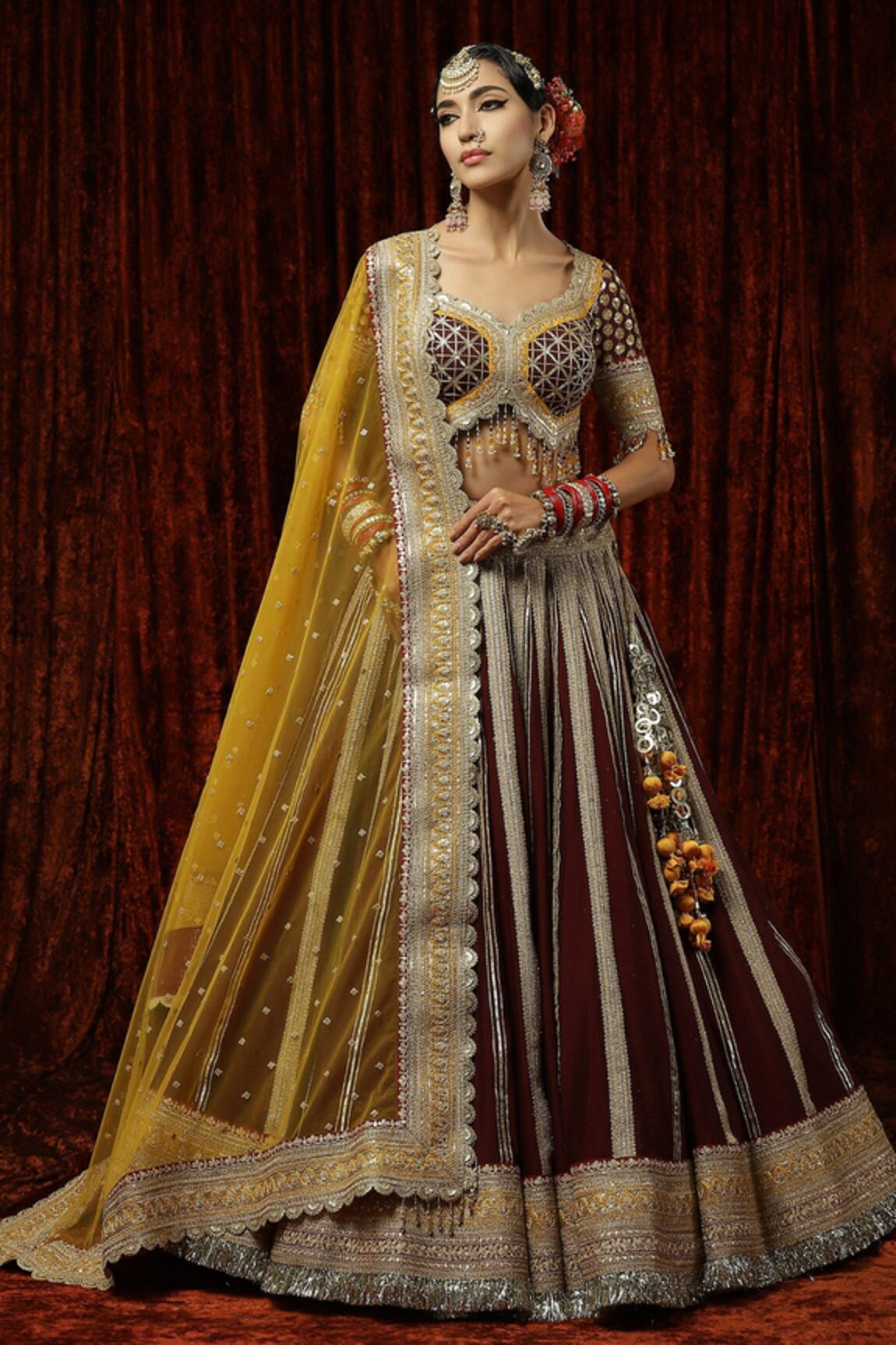 Shikhar Sharma Genda Phool Gota Embroidered Bridal Lehenga Set