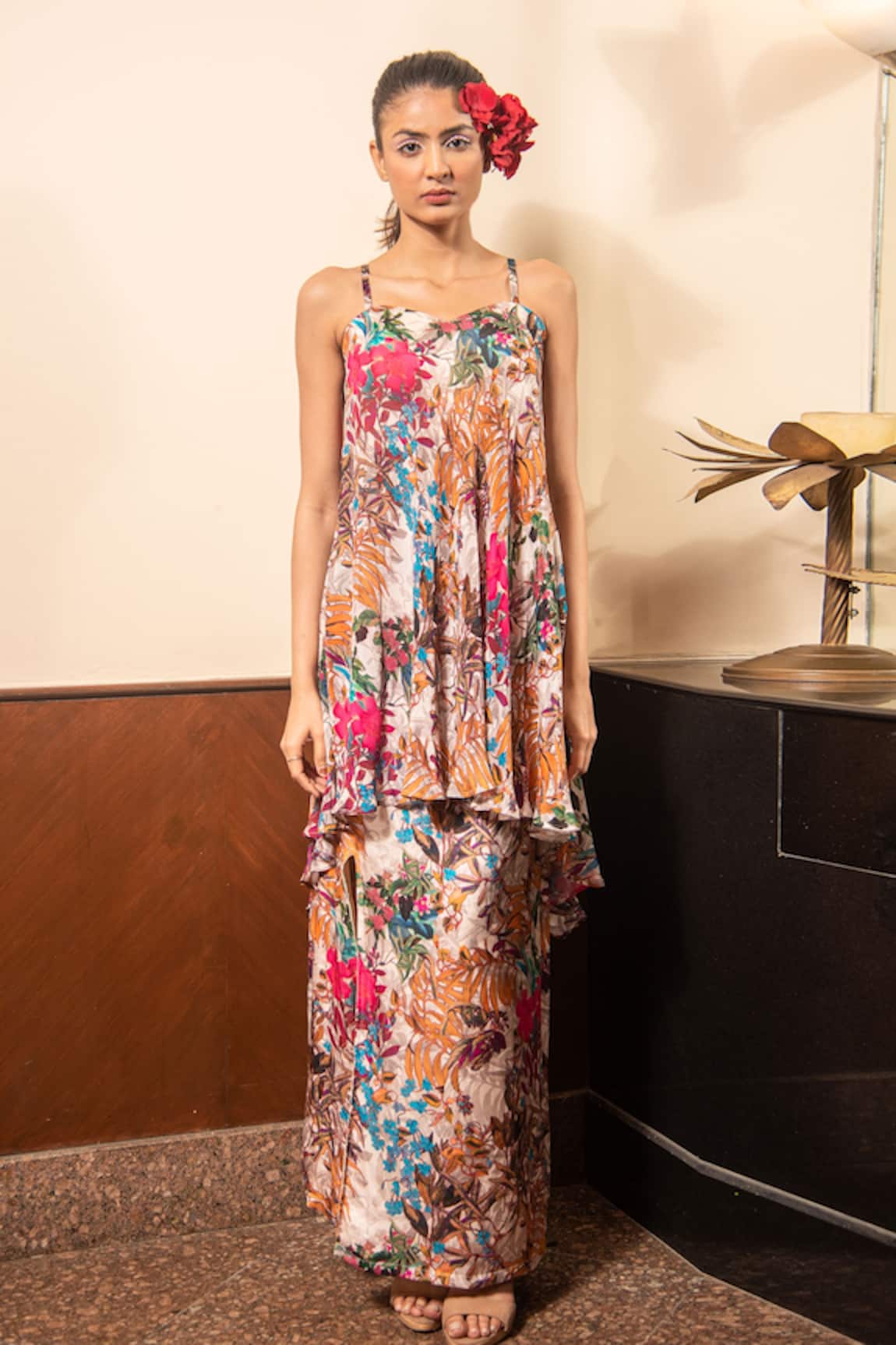 Soniya G Floral Print Tunic & Skirt Set