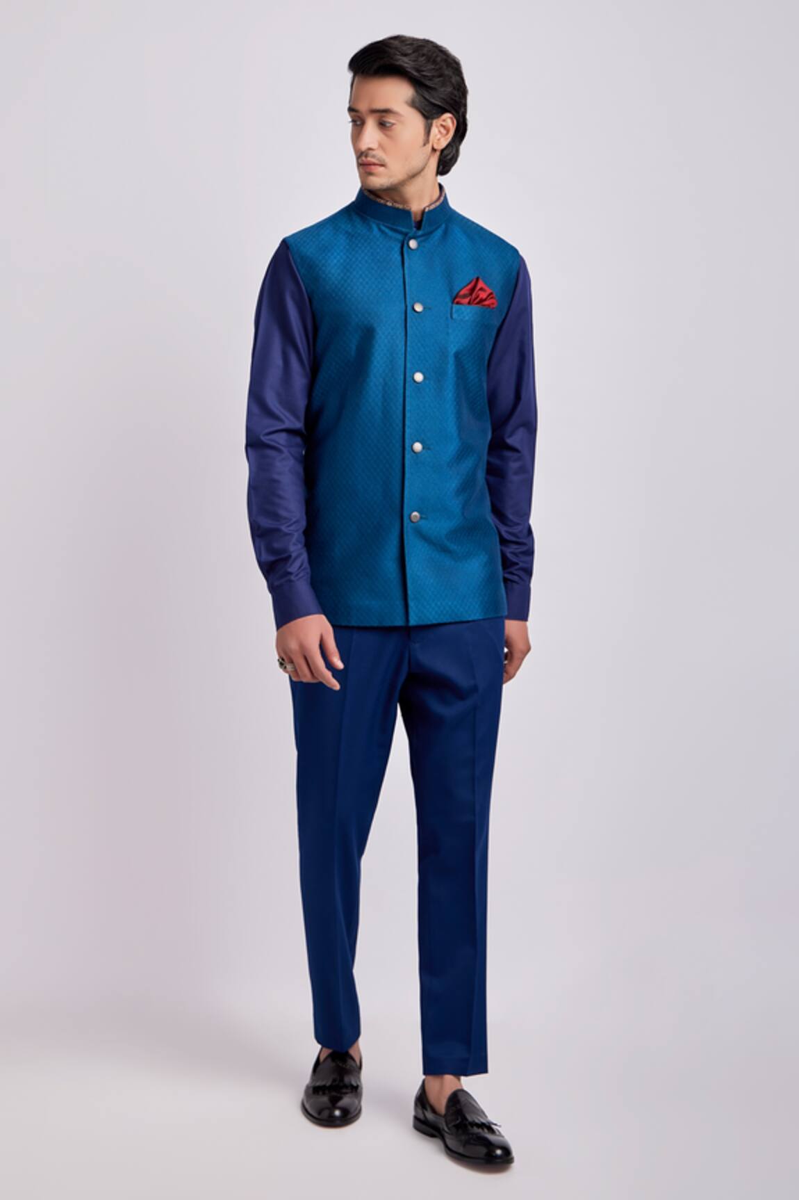 Bubber Couture Sleeveless Trellis Pattern Nehru Jacket