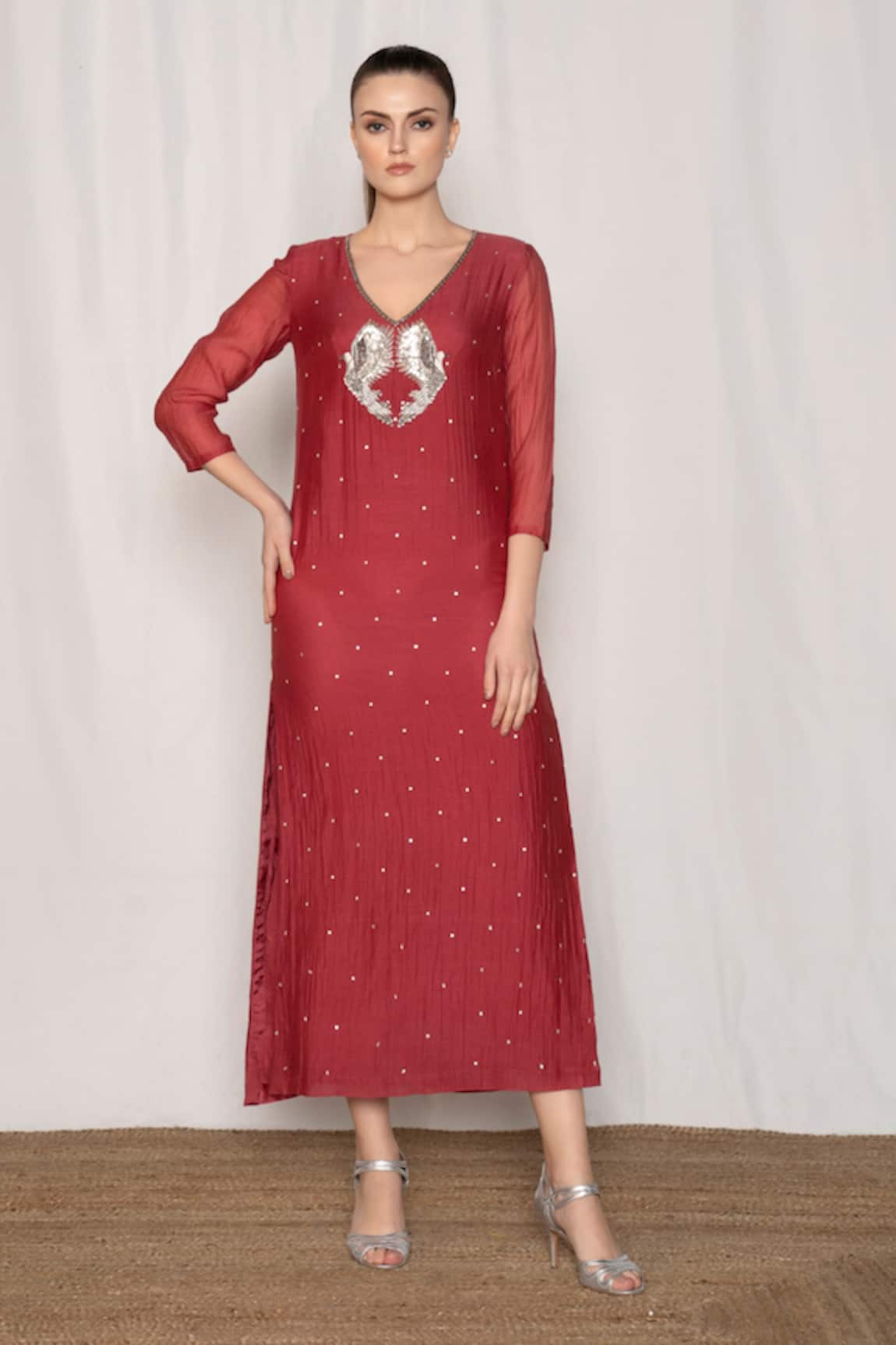Amrta By Guneet Kondal Sequin Embroidered Dress