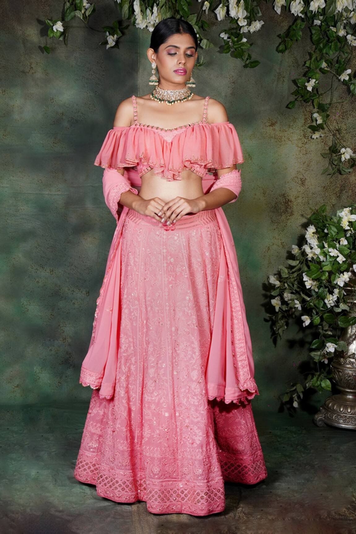 Archana Kochhar Embroidered Waistband Lucknowi Lehenga Set