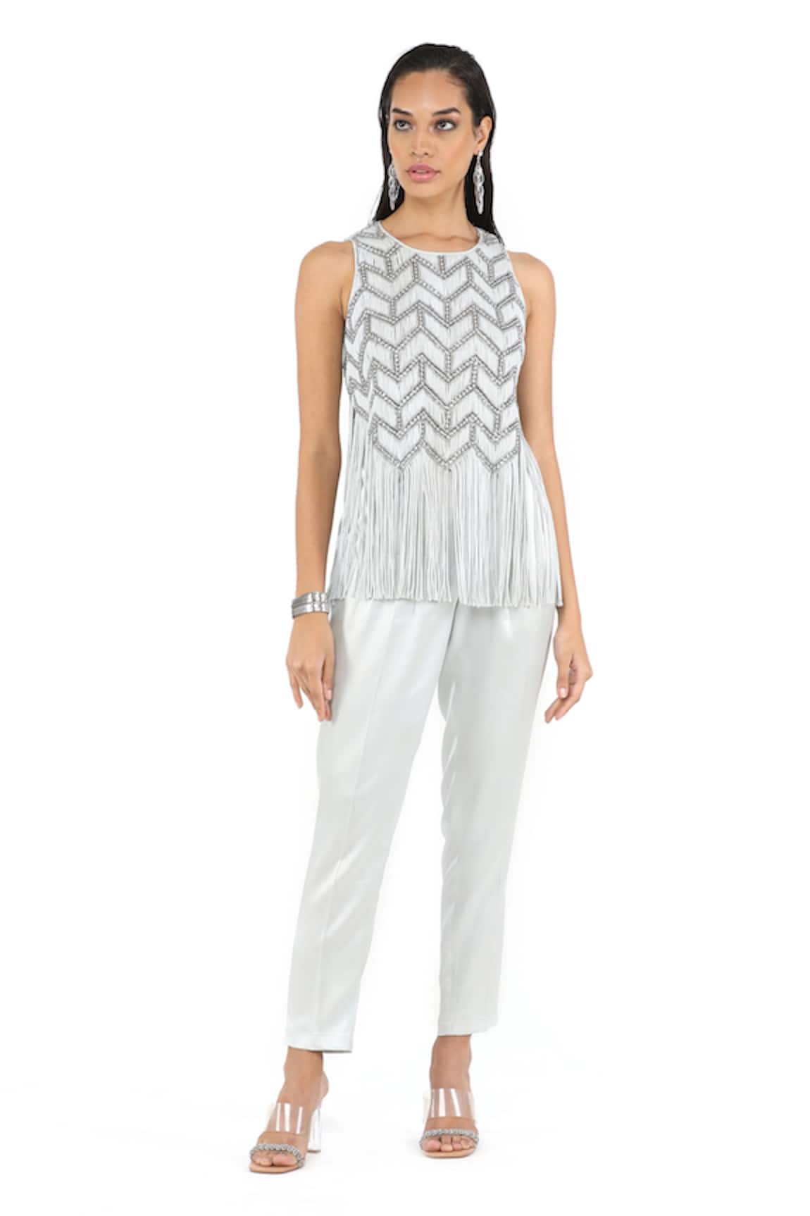 Rohit Gandhi + Rahul Khanna Chevron Fringe Top 
