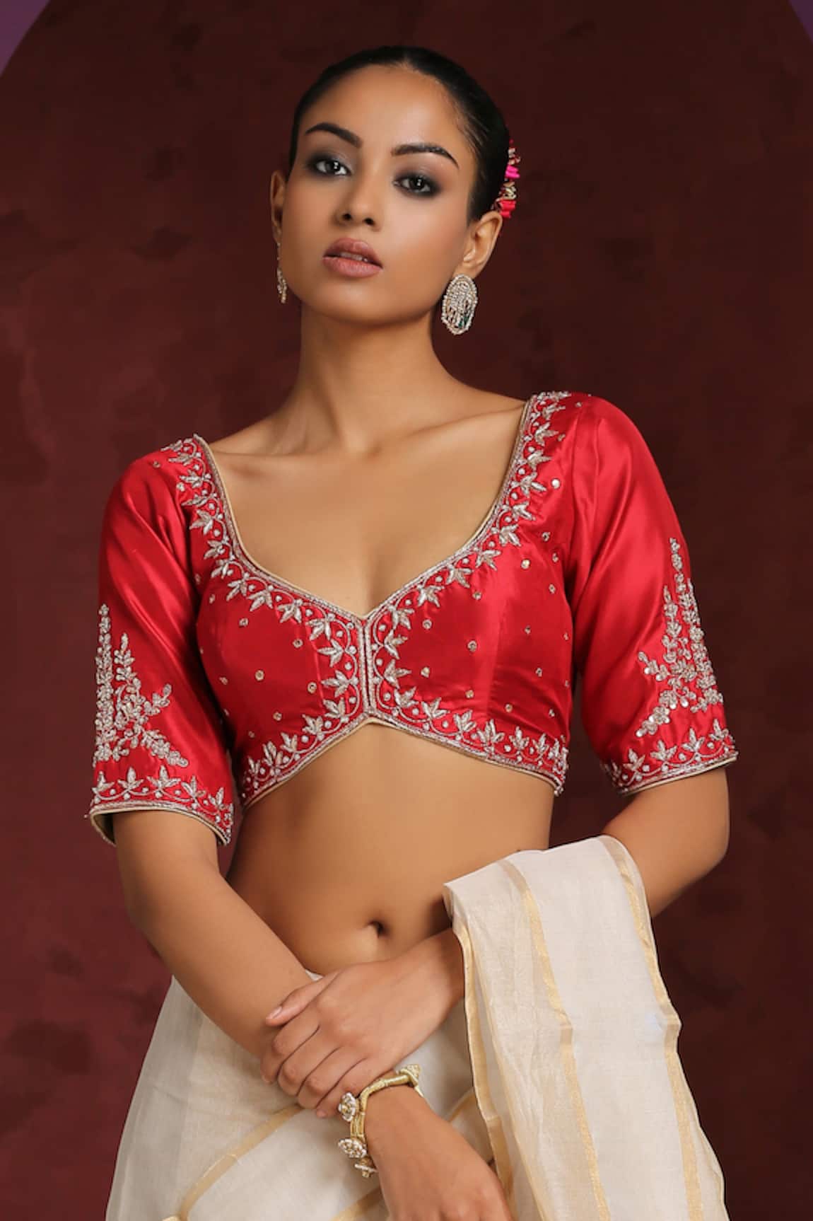 Weaver Story Pure Silk Zardozi Hand Embroidered Blouse 