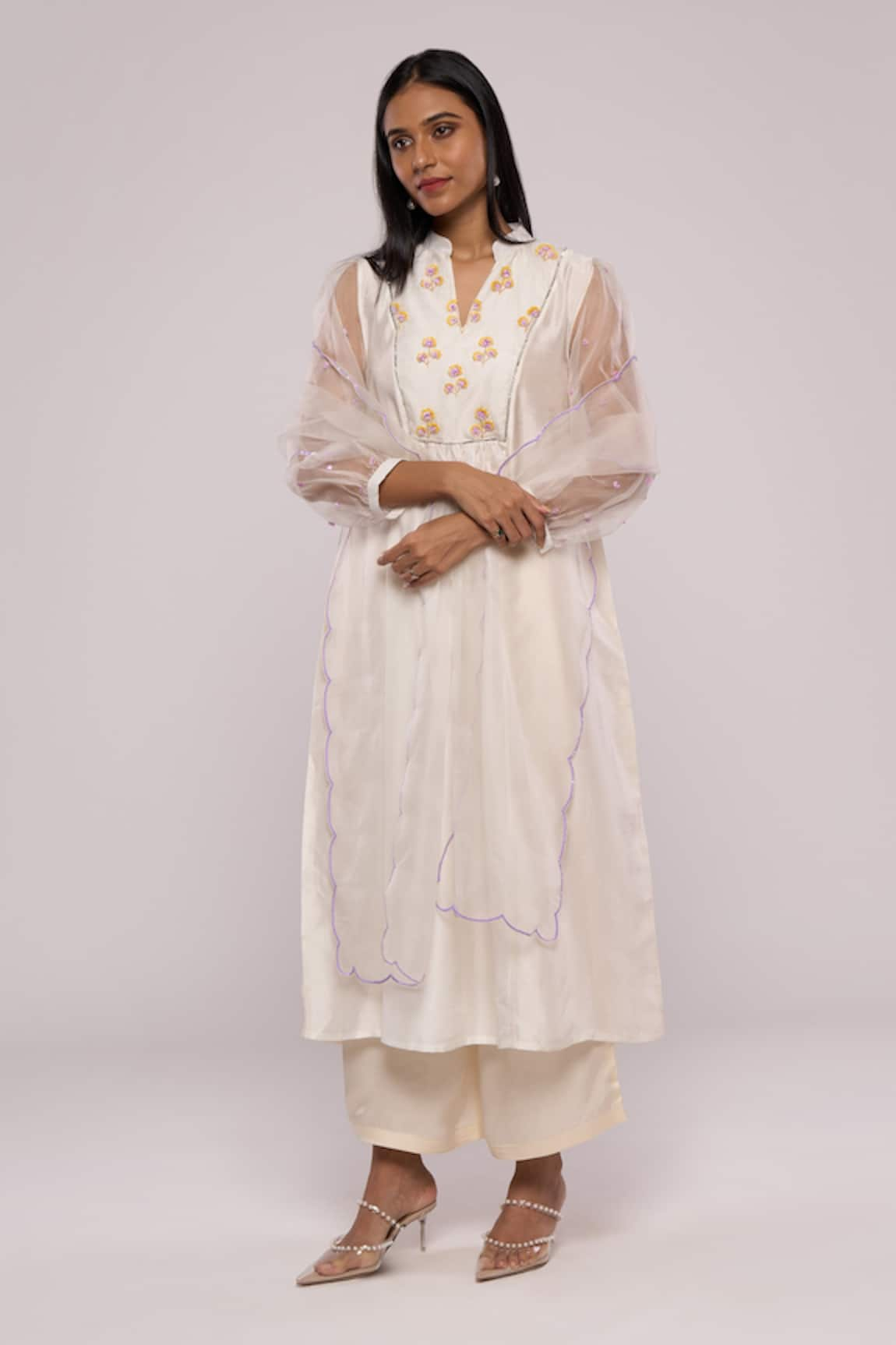 MAYU KOTHARI Yoke Embroidered Flared Kurta