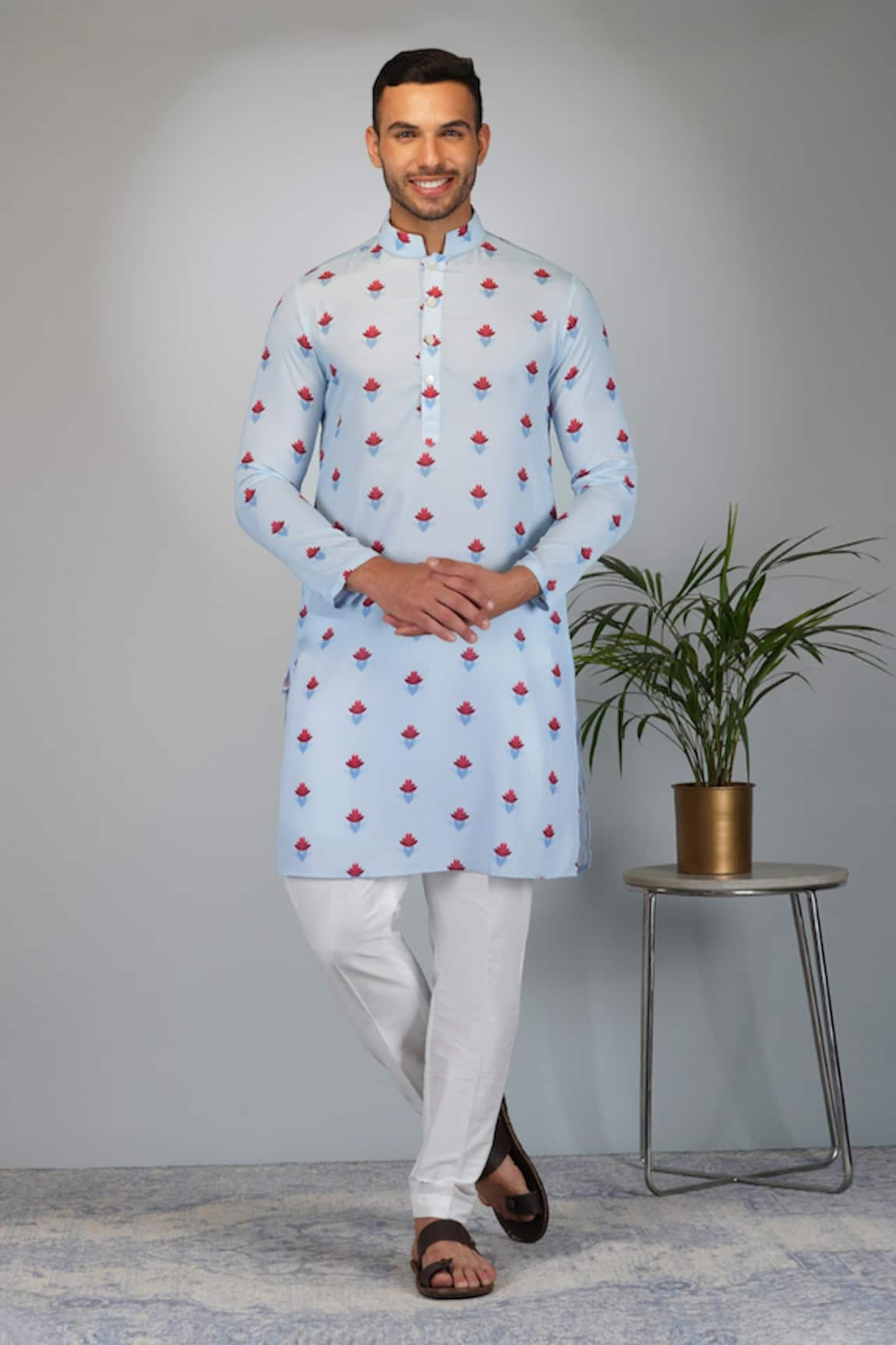 Eleven Brothers Silk Floral Bloom Print Kurta & Pant Set