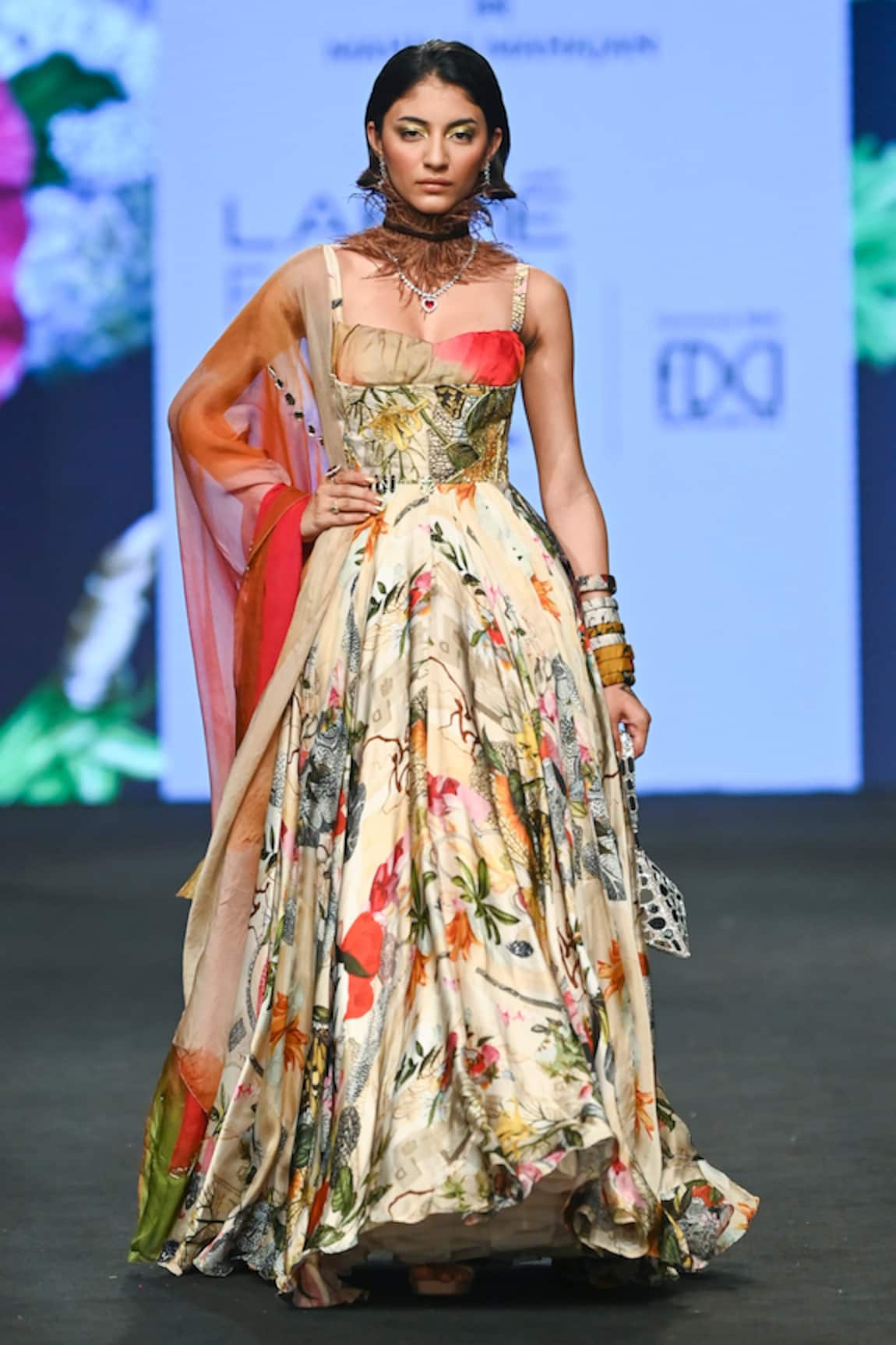 Mahima Mahajan Flower Print Anarkali With Dupatta