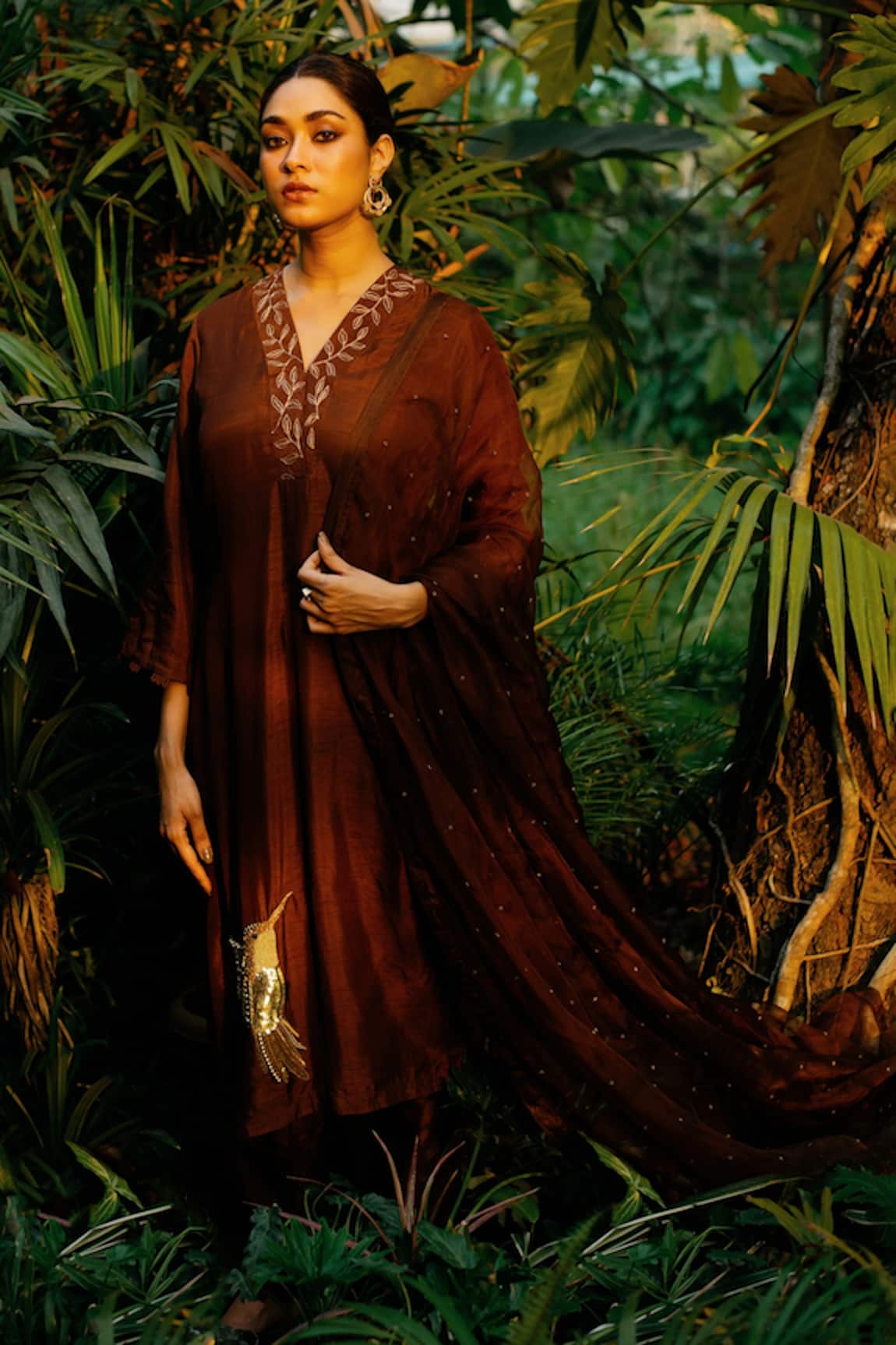 Label Shristi Chetani Hand Embroidered A-Line Kurta Set 