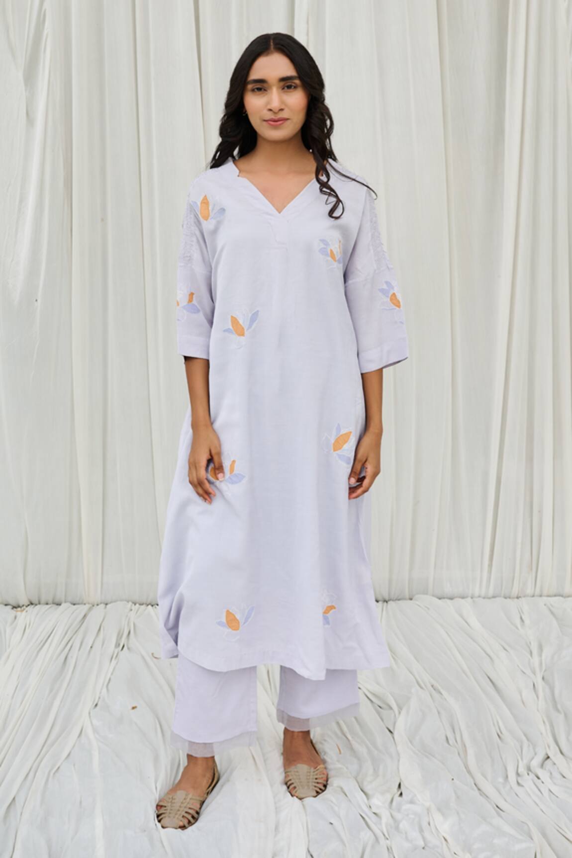 Ayaka Floral Hand Applique Embroidered Dress