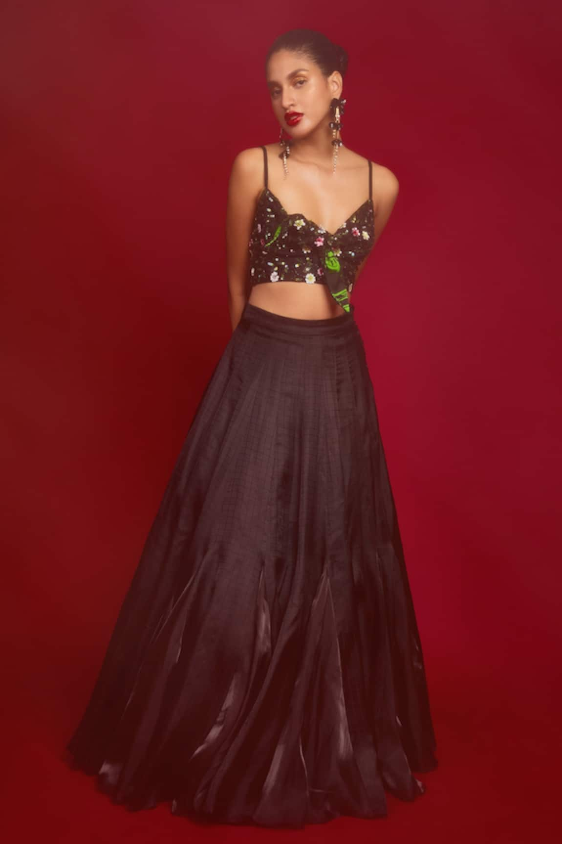 Nandita Thirani Front Knot Crop Top & Skirt Set