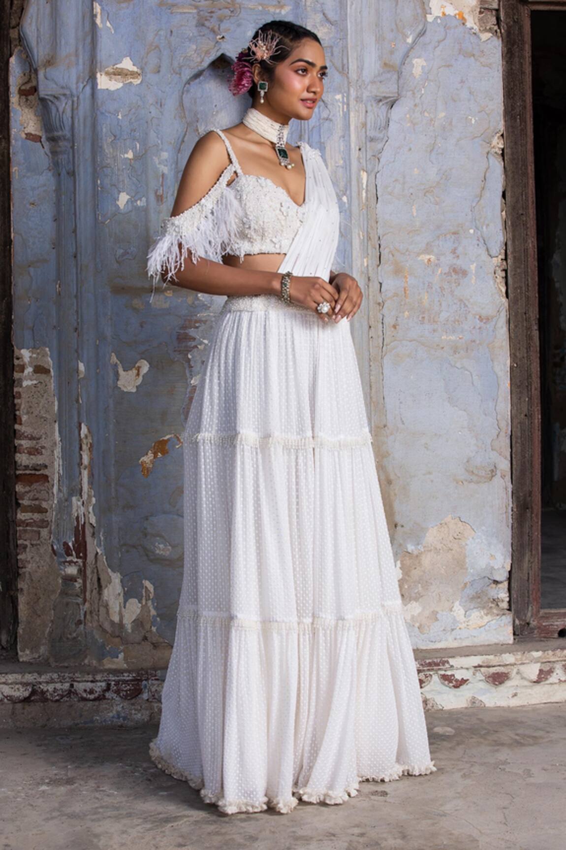 Nitika Gujral Draped Saree With Cold Shoulder Blouse