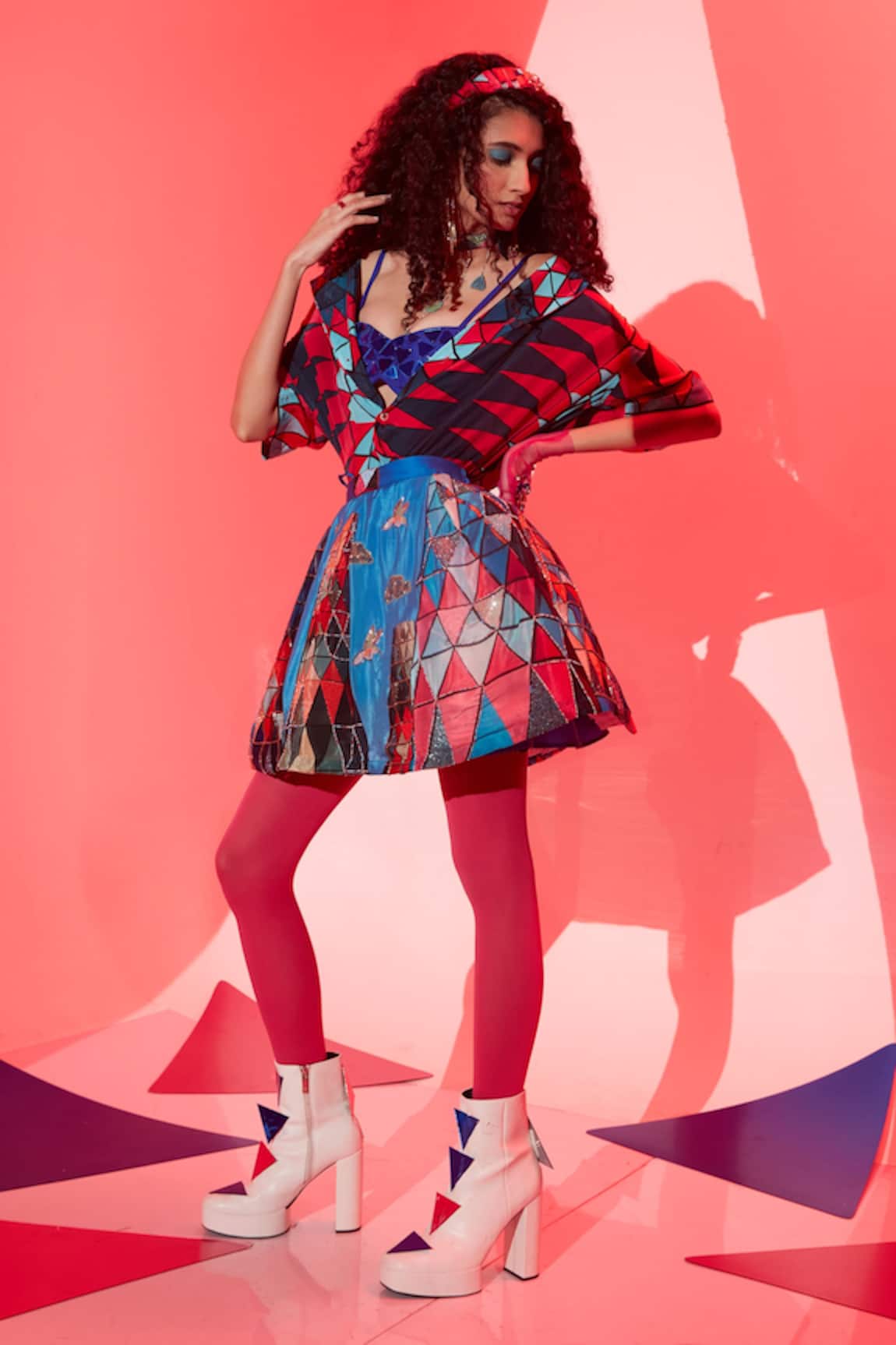 Esha L Amin Building Print Skirt