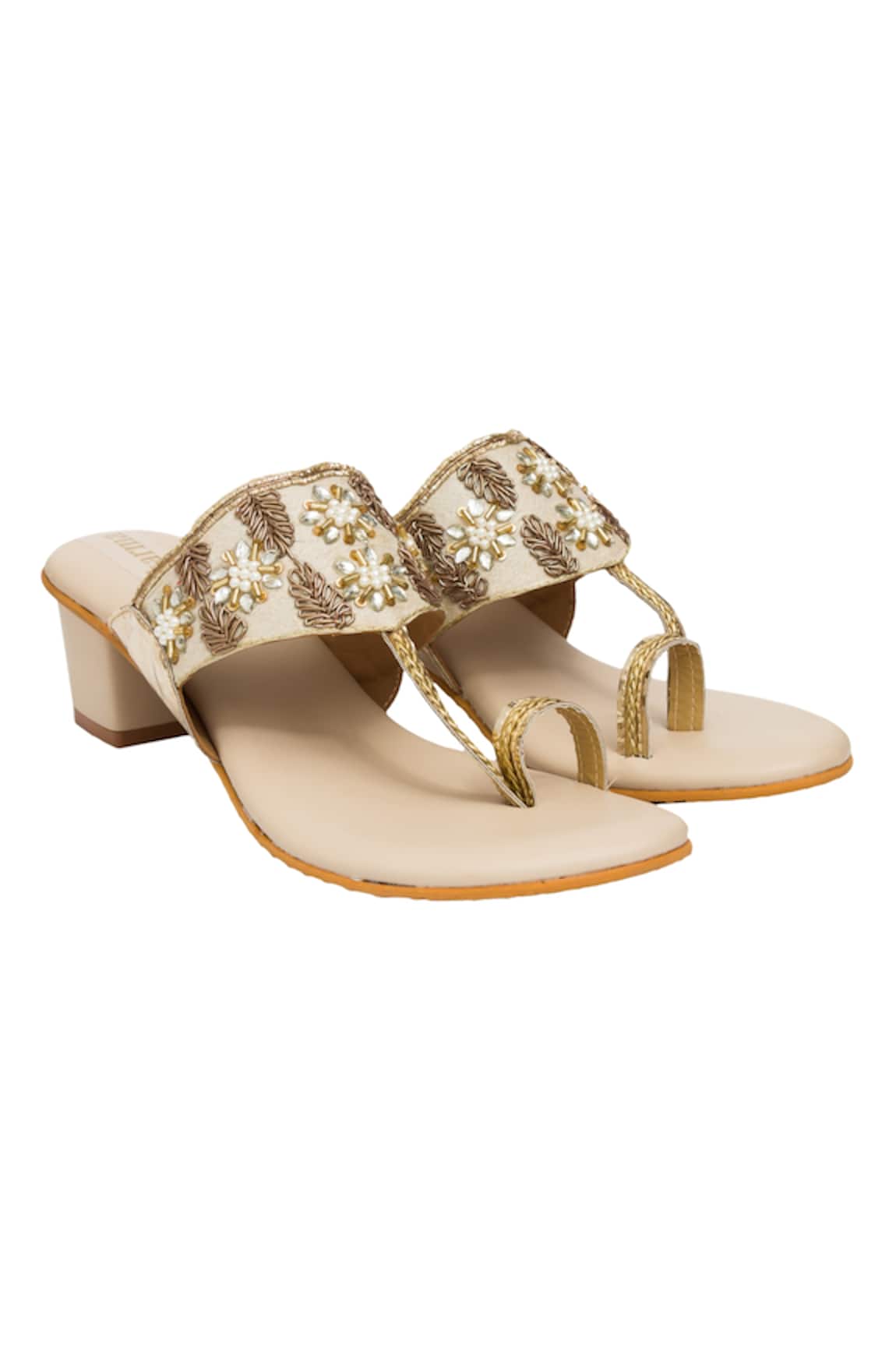 Kkarma Accessories Korba Embroidered Kolhapuri Block Heels 