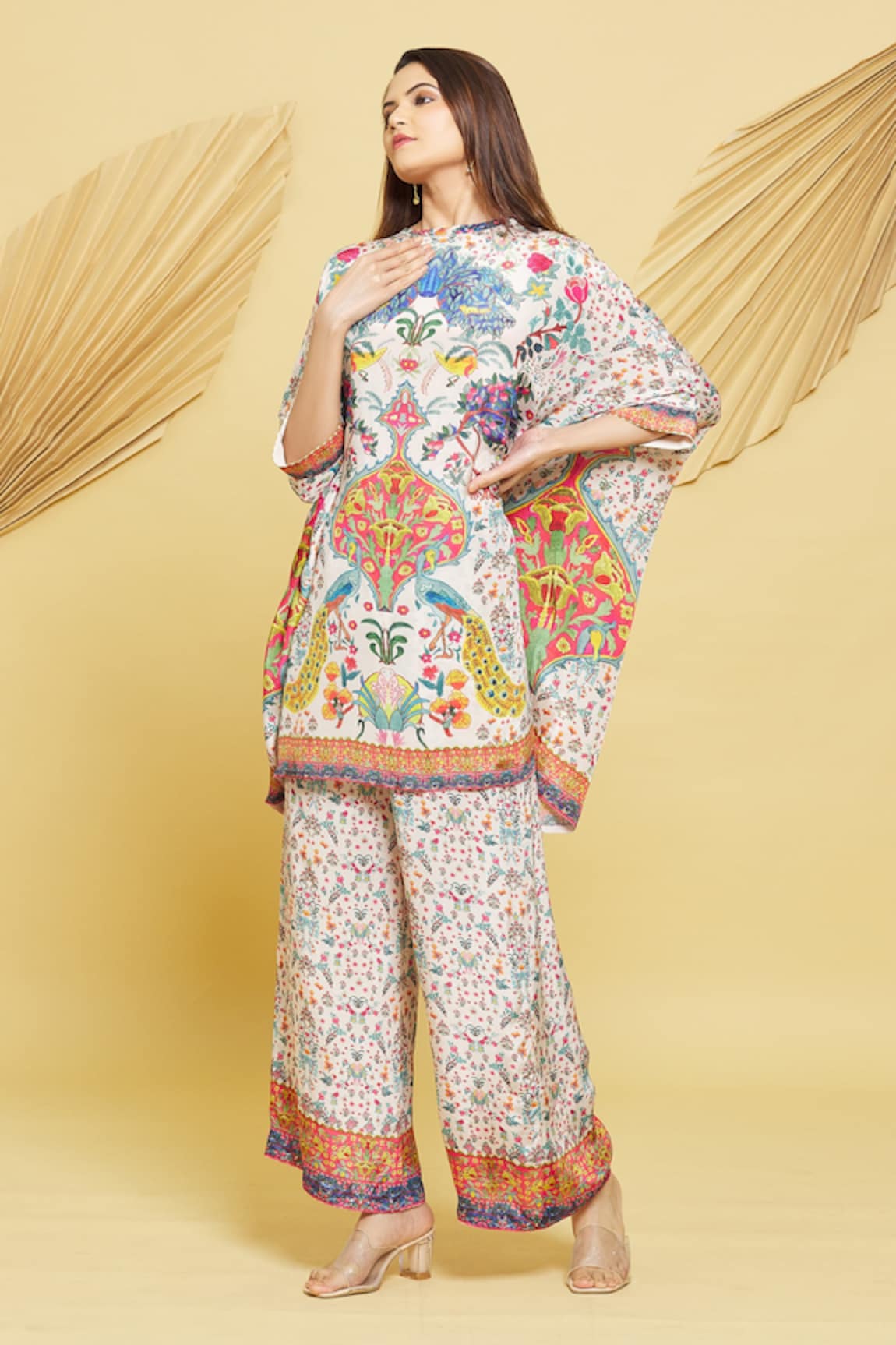 Rajat K Tangri Botanical Pattern Kaftan Tunic & Pant Set