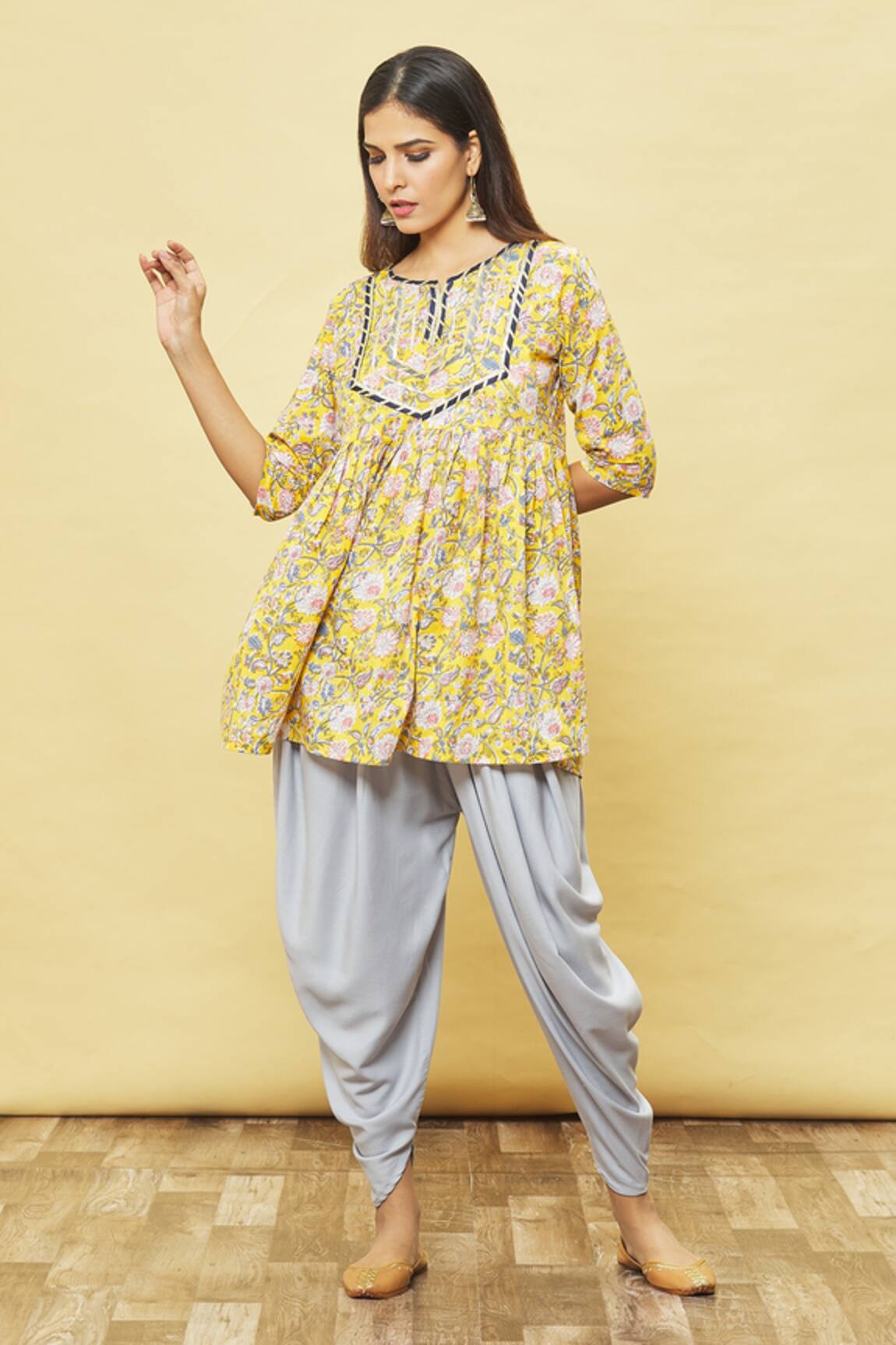 Samyukta Singhania Placket Embroidered Kurta & Draped Pant Set