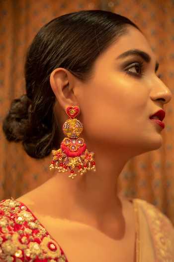 Kanyaadhan By Dhirajaayushi Thread Embroidered Dangler Earrings 