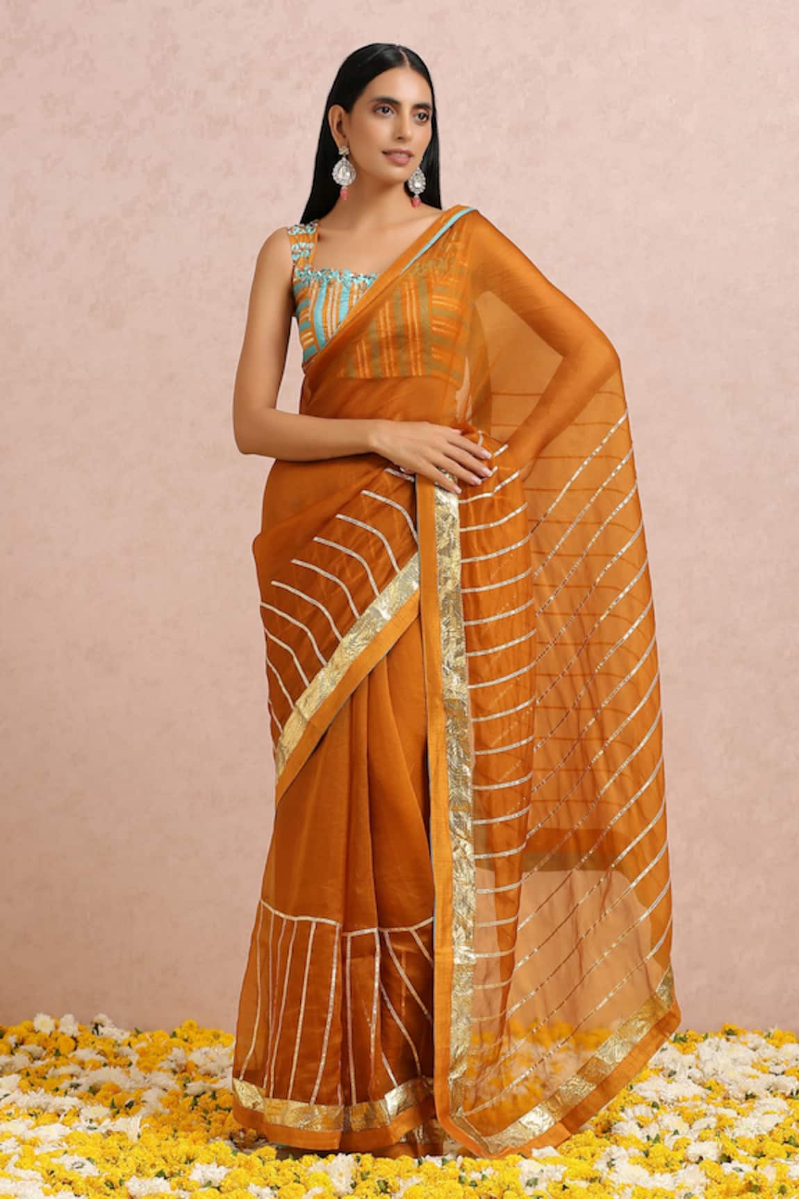 Label Nitika Gota Embroidered Saree With Blouse