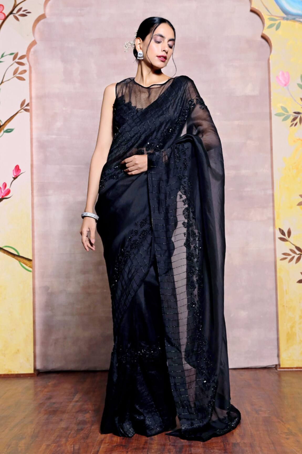 Shilpi Gupta Organza Saree With Embroidered Blouse 