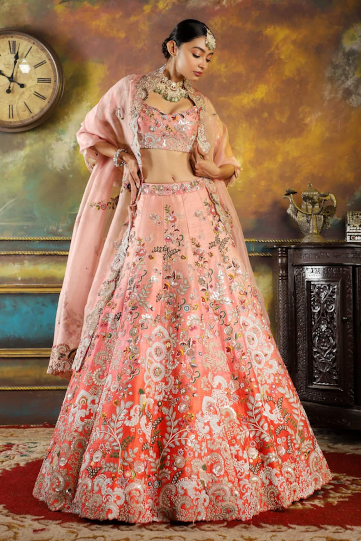 Pallavi Poddar Mukut Resham Embroidered Bridal Lehenga Set