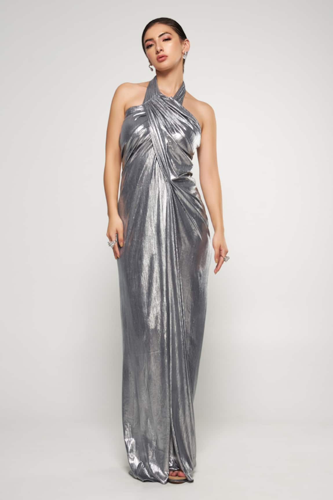 Cham Cham Metallic Halter Neck Gown