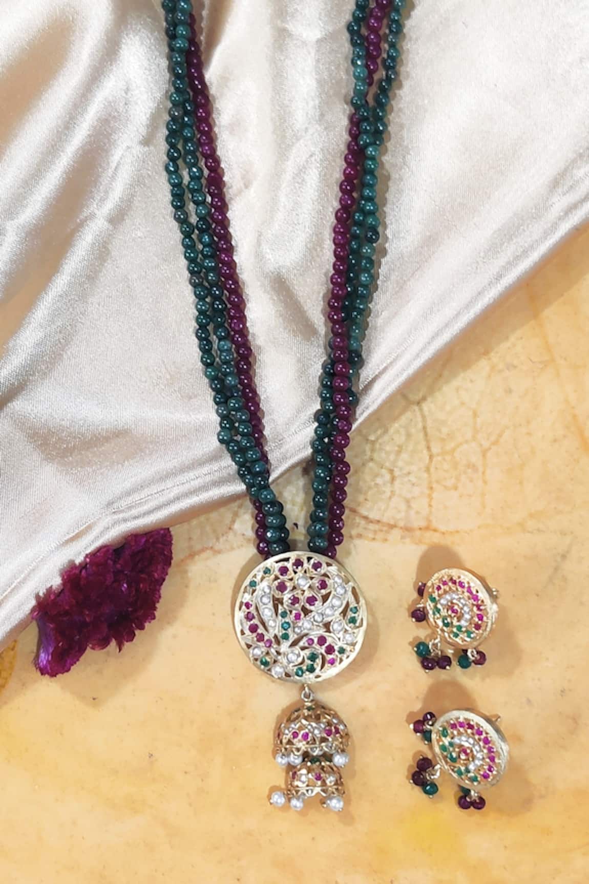 Devanshi Renu Jewels Bead Embroidered Necklace Set