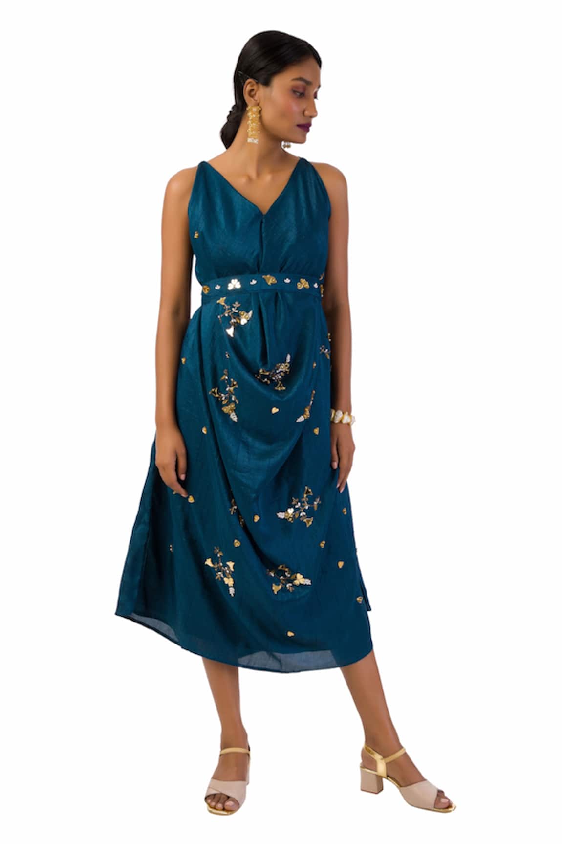 Meghna Shah Hand Embroidered Dress With Belt