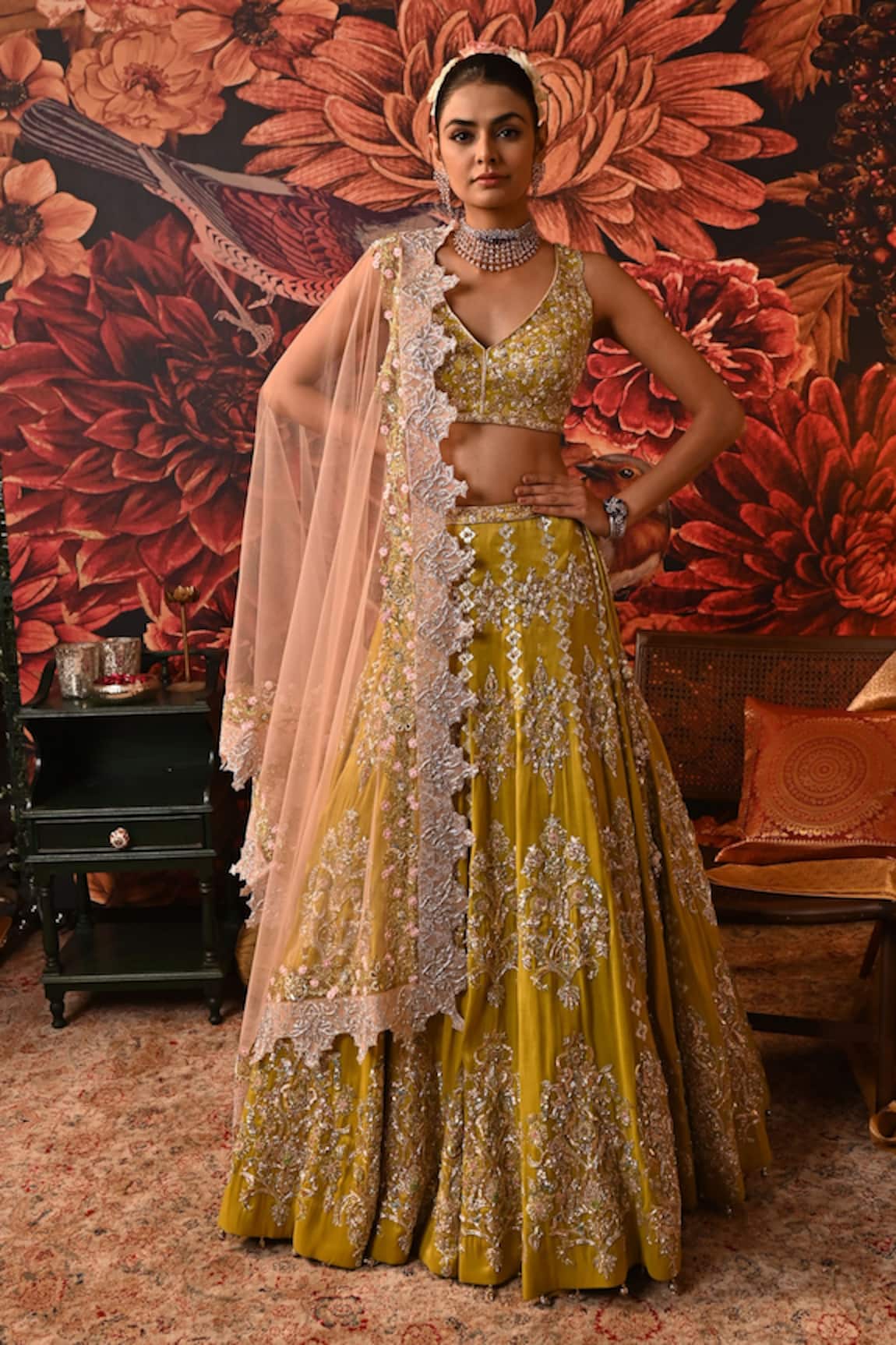 Moledro Anaya Dabka Embellished Bridal Lehenga Set 