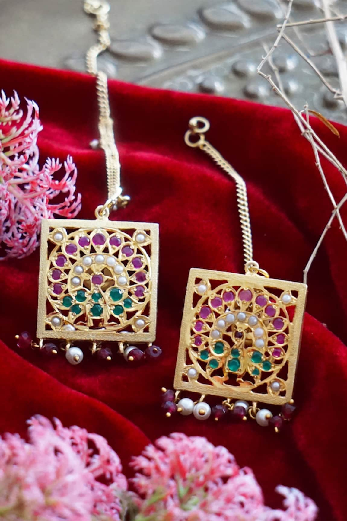 Devanshi Renu Jewels Stone Embroidered Studs