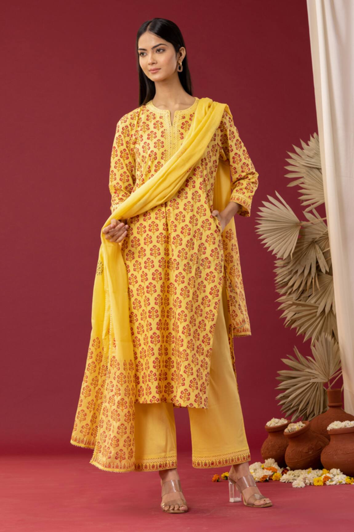 Abbaran Block Print Kurta Palazzo Set