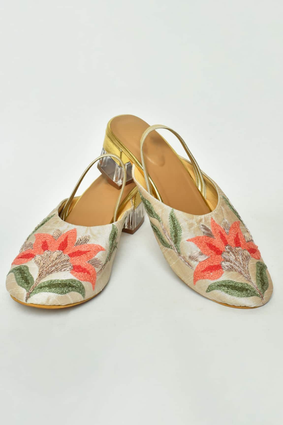 Naintara Bajaj Floral Embroidered Mule Block Heels