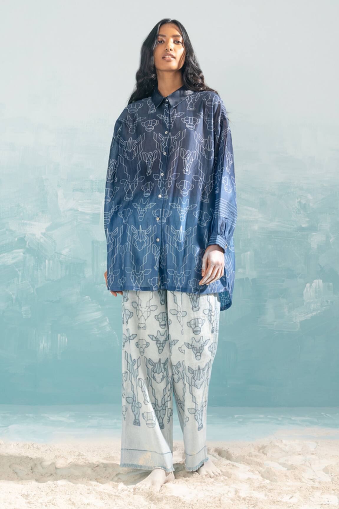Ikai by Ragini Ahuja Nile Shibori Drop Shoulder Shirt 