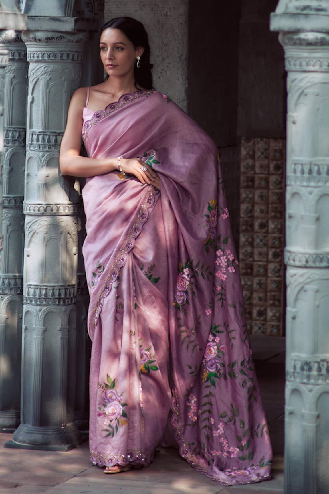 NEHA SAXENA Hand Embroidered Saree With Blouse