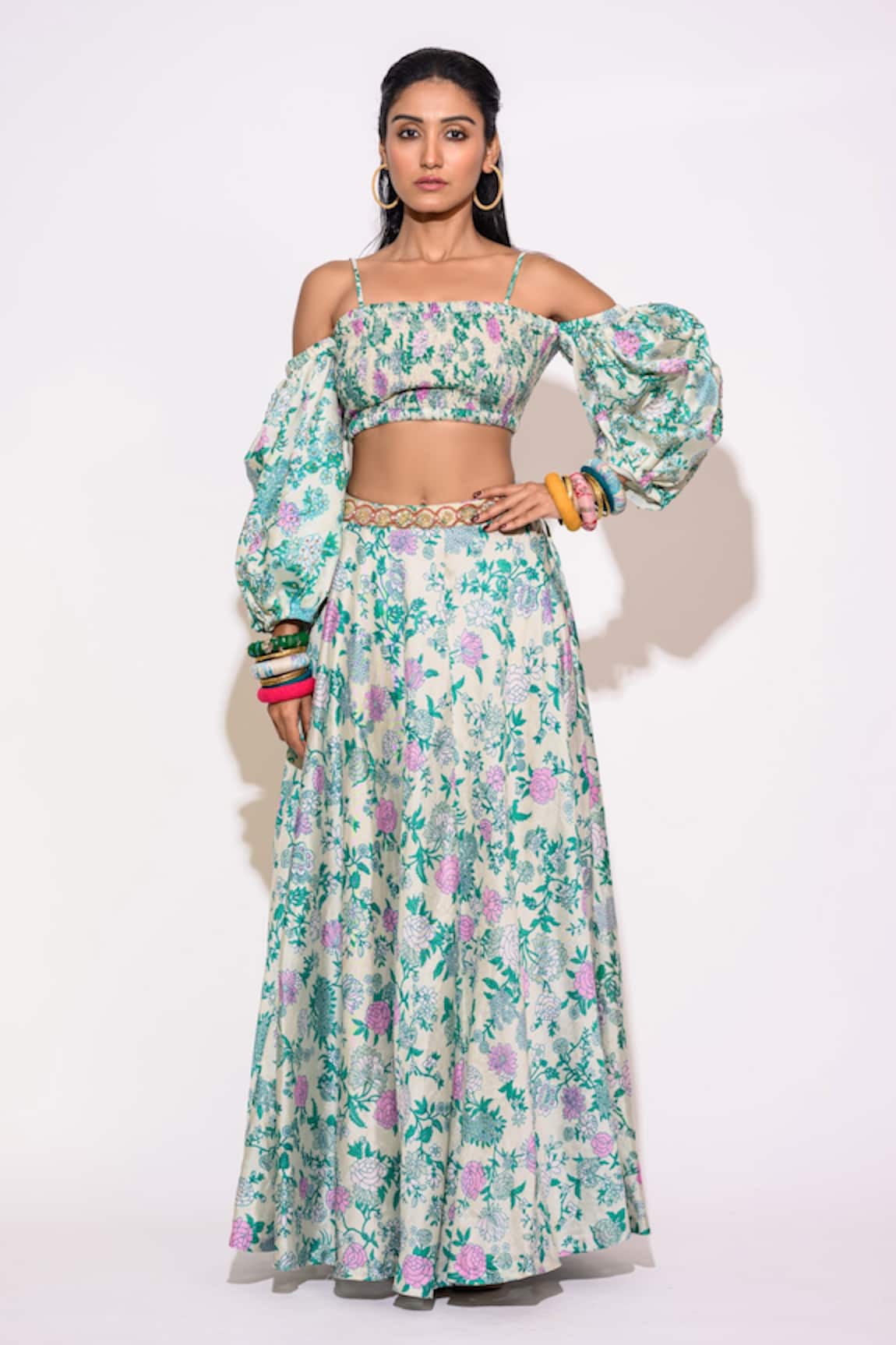 Aangan by Parul Floral Print Skirt & Blouse Set
