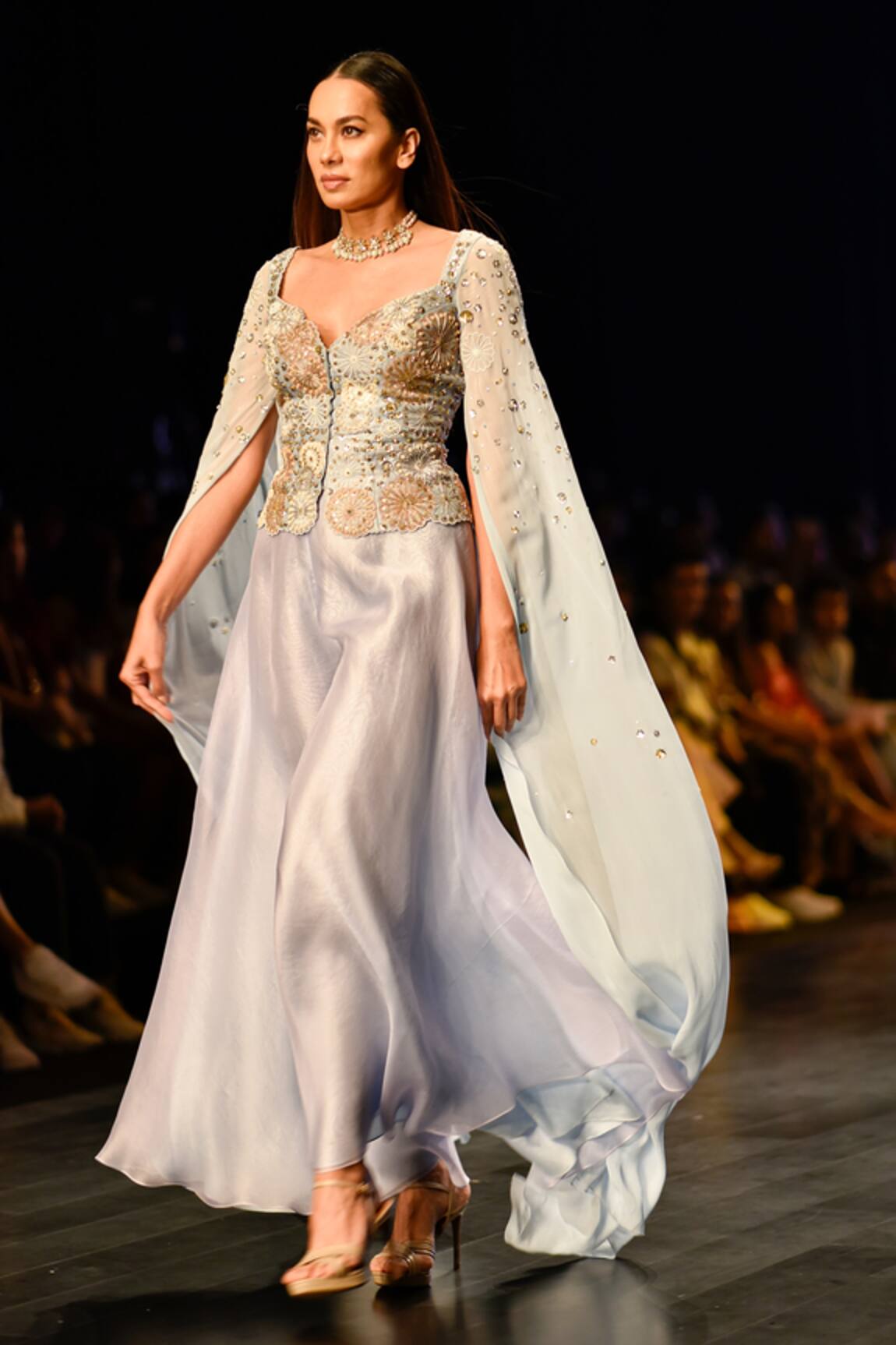 Nachiket Barve Celestial Cape Sleeve Top & Sharara Set 