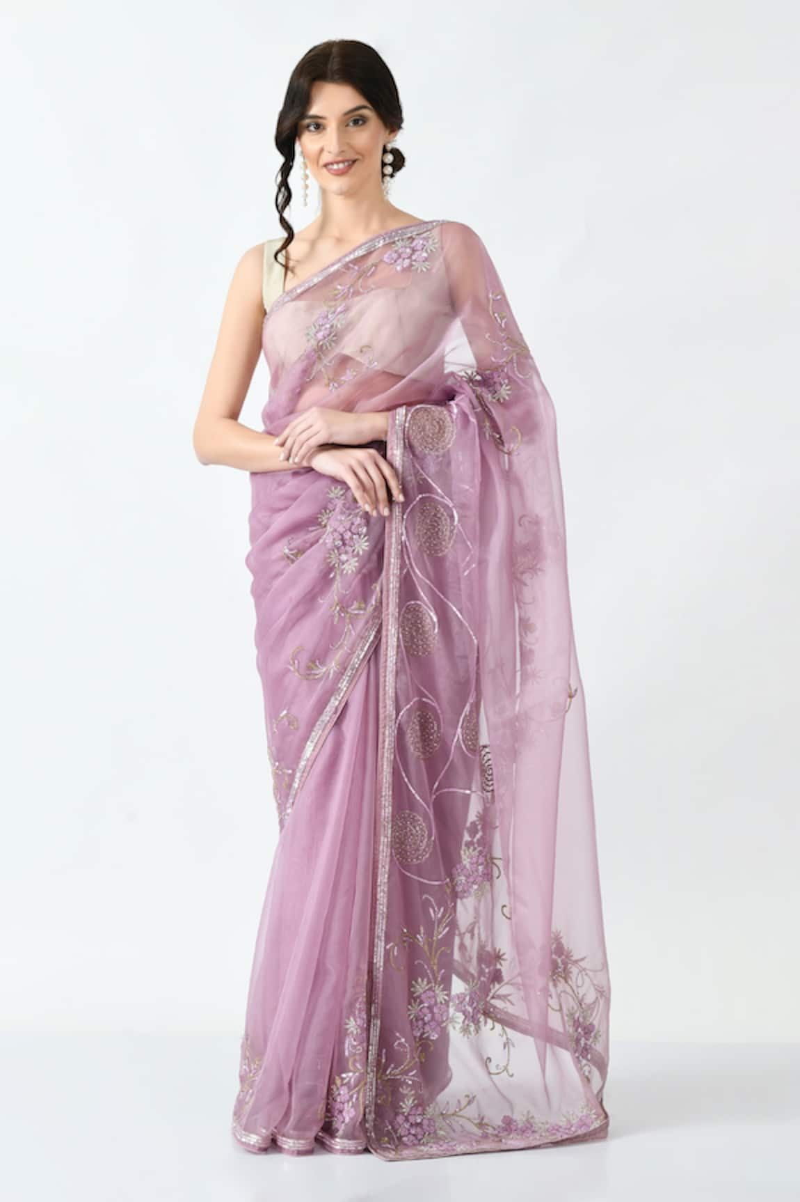 mehar Organza Hand Embroidered Saree