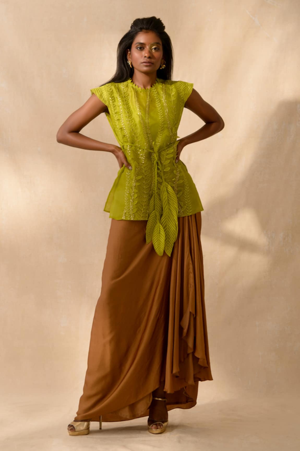 Richa Khemka Kanan Embellished Overlay & Skirt Set