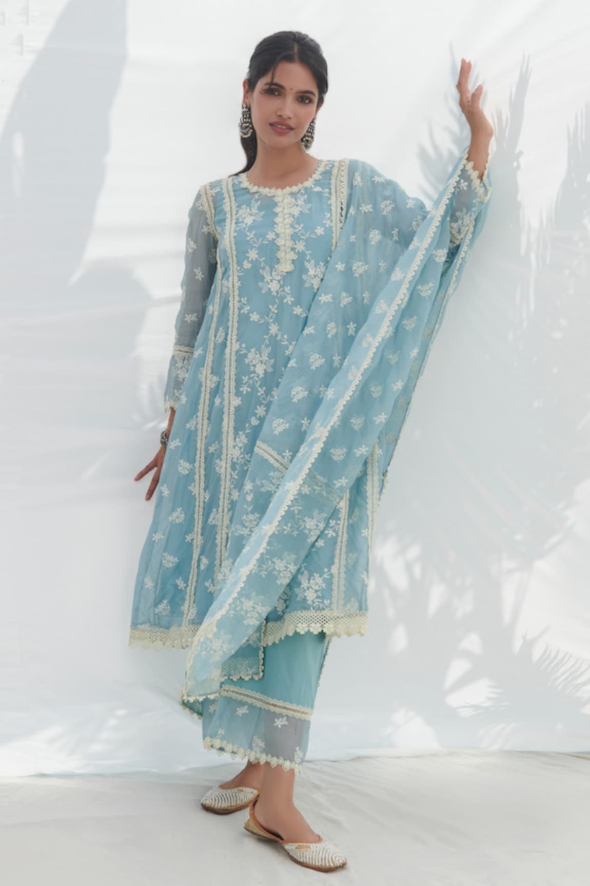 Mulmul Keri Embroidered Kurta With Pant