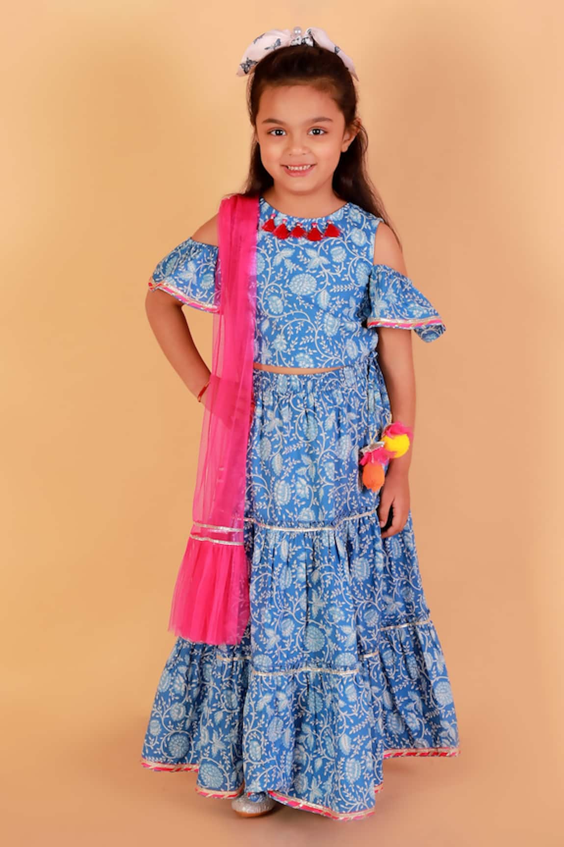 Lil Drama Jaipuri Floral Print Cotton Lehenga Set 