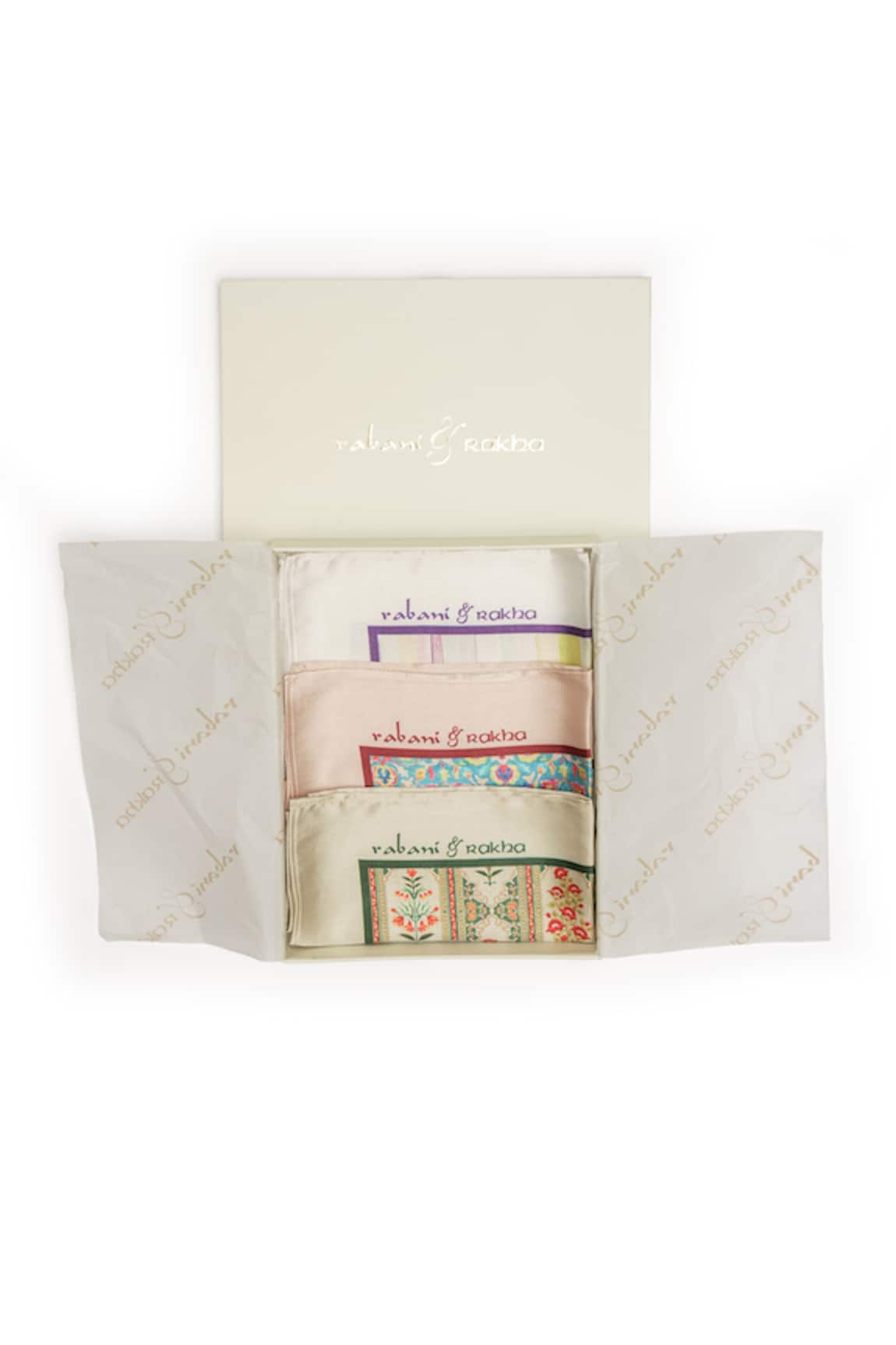 Rabani & Rakha Satin Pocket Square Gift Box - Set of 3