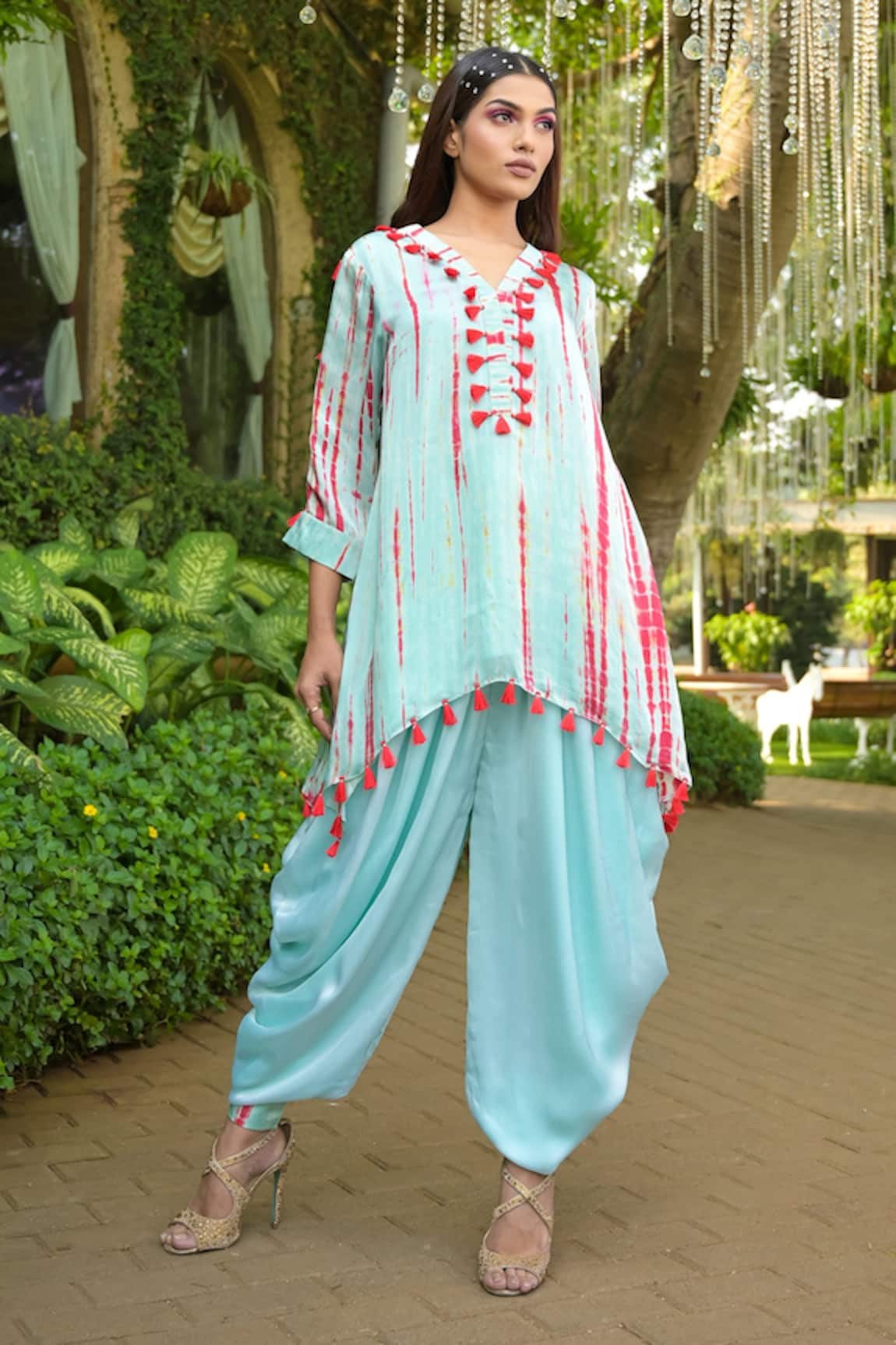 Disha Kahai Tie-Dye Pattern Kurta & Cowl Pant Set