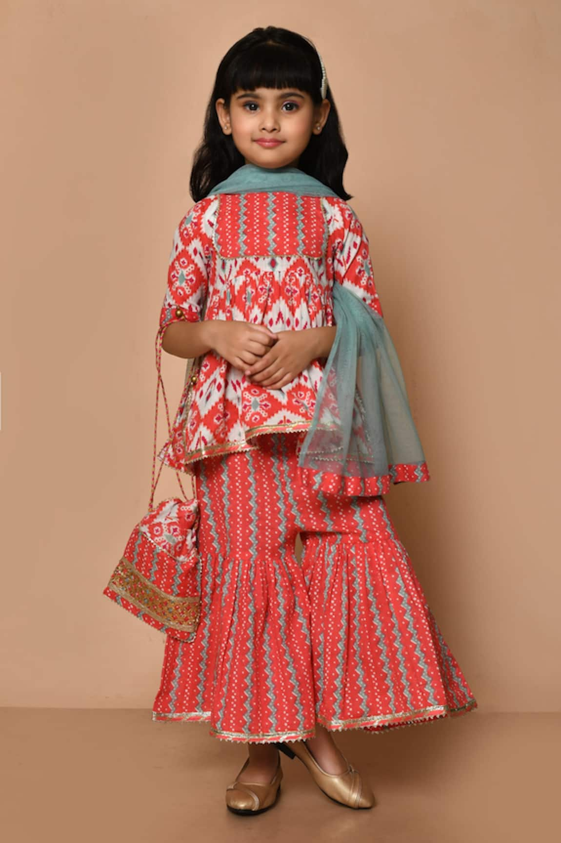 Pankhuri by Priyanka Patola Print Kurta Gharara Set