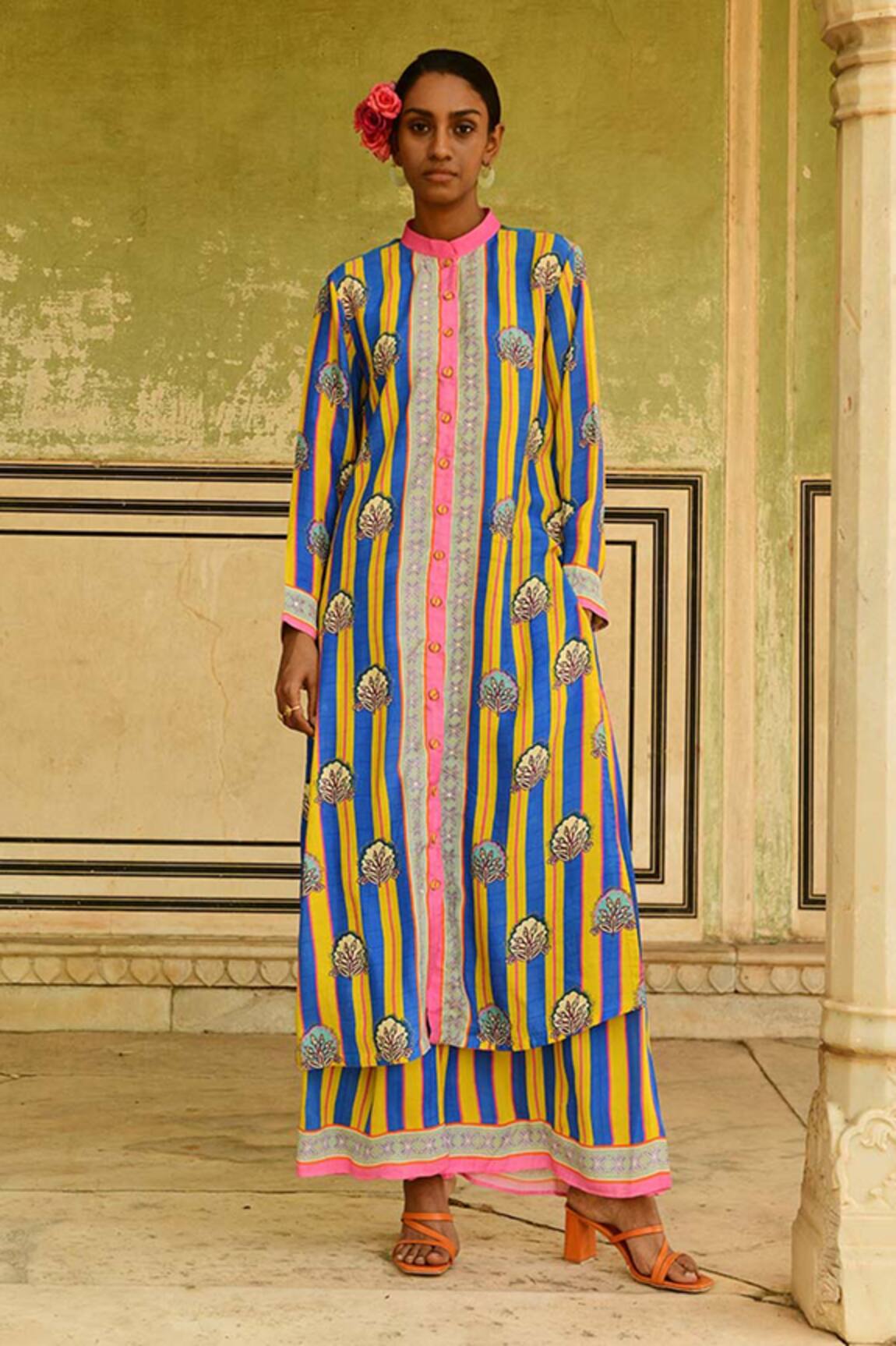 Swati Vijaivargie Noor Silk Striped Flared Pant