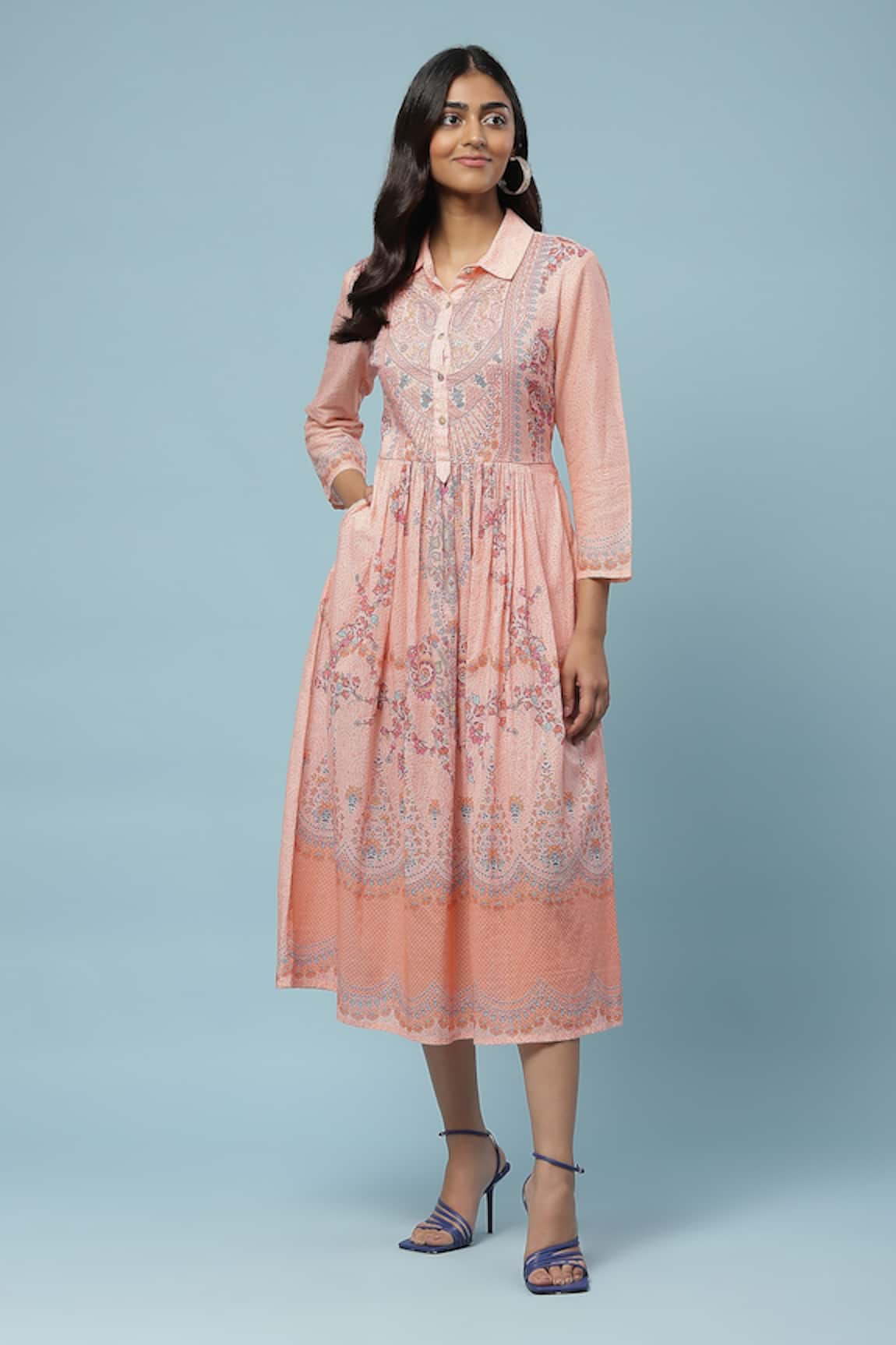 Aarke Ritu Kumar Floral & Paisley Print Shirt Dress