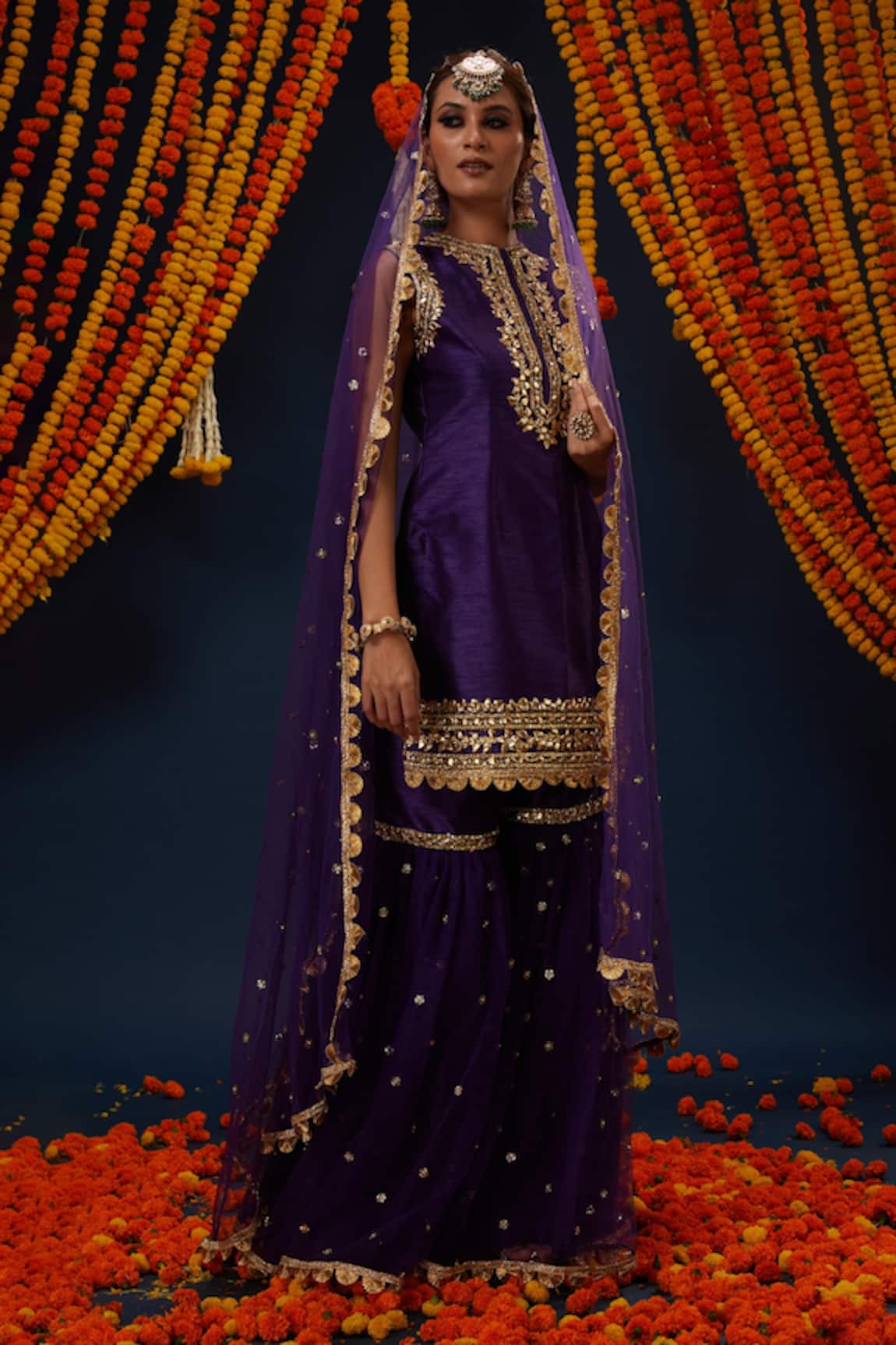 Preeti S Kapoor Gota Embroidered Kurta Gharara Set