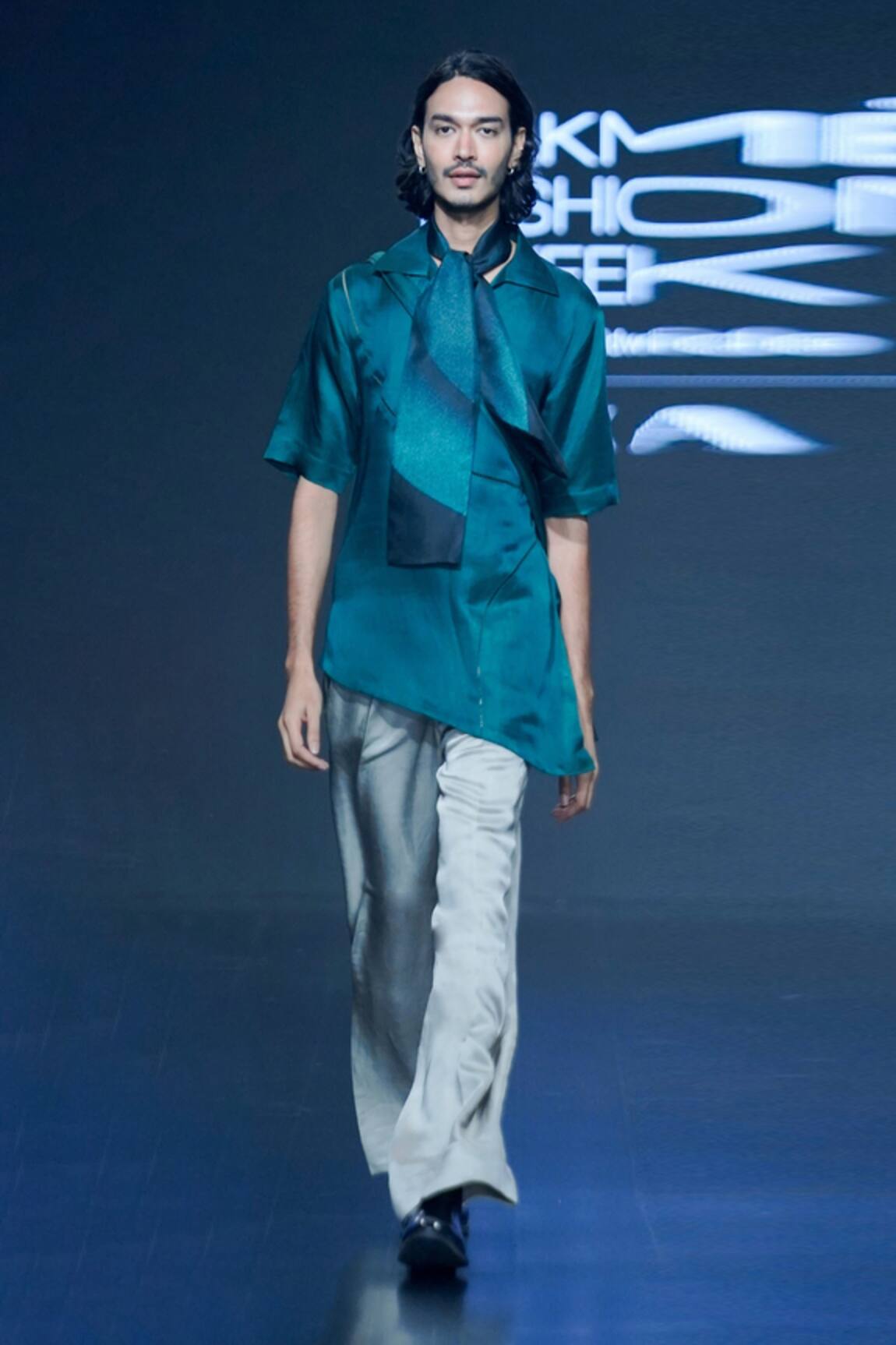 Dhruv Vaish Pleated Flared Viscose Satin Trouser 