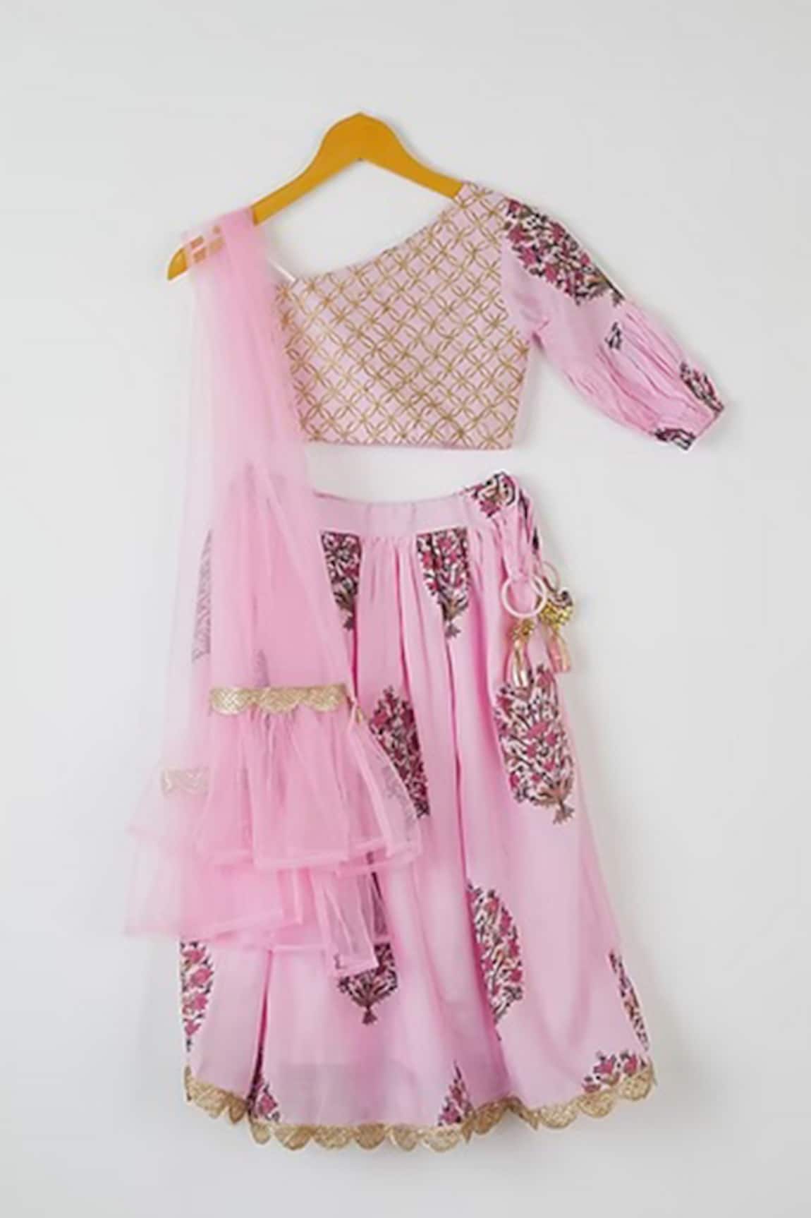 Yuvrani Jaipur Zari Embroidered Jaal Top & Skirt Set