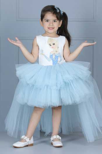The Little Celebs Elsa Embroidered Bodice High-Low Dress 